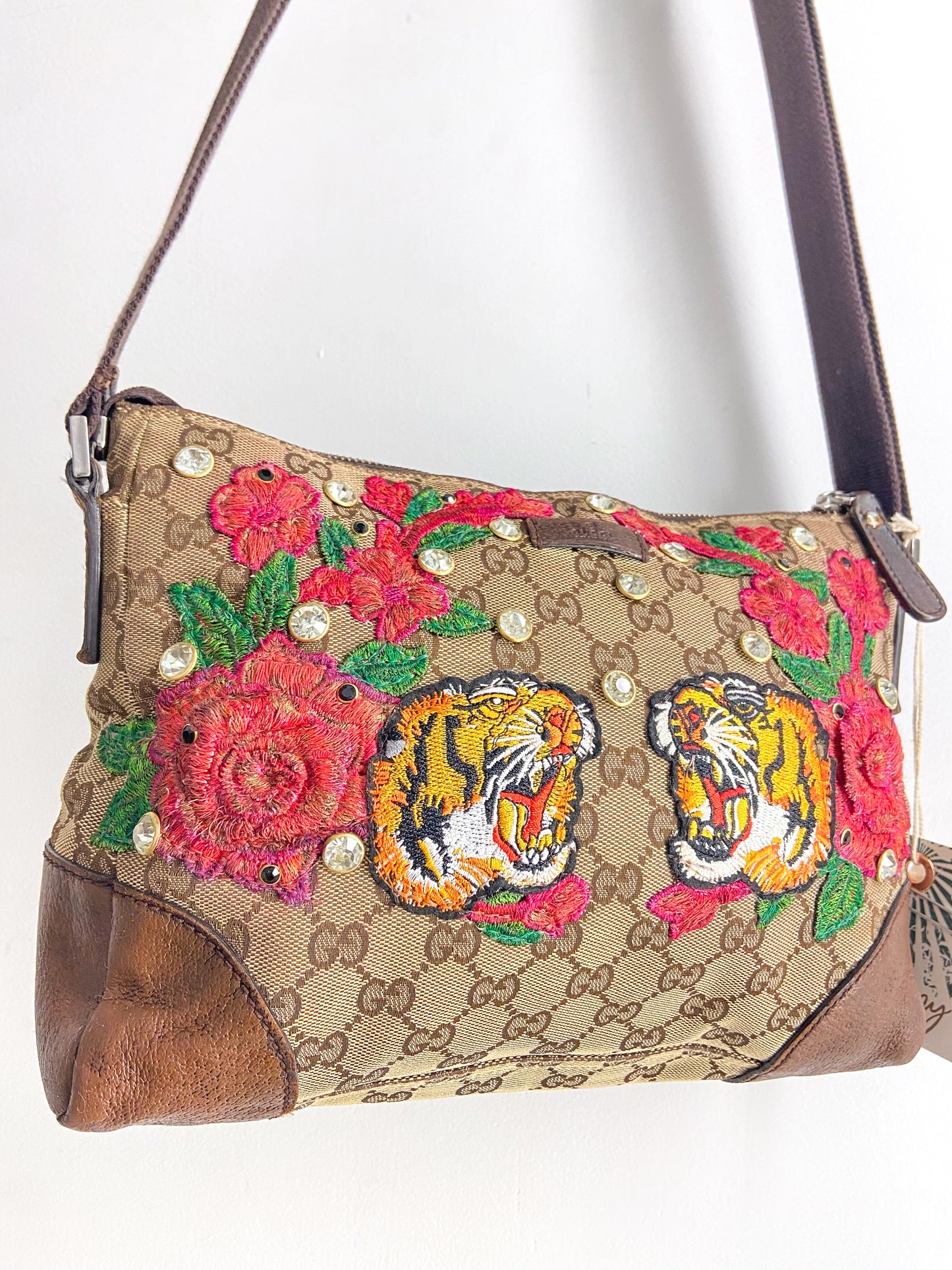 OOAK Vintage Gucci Fighting Tigers Adjustable Strap Purse