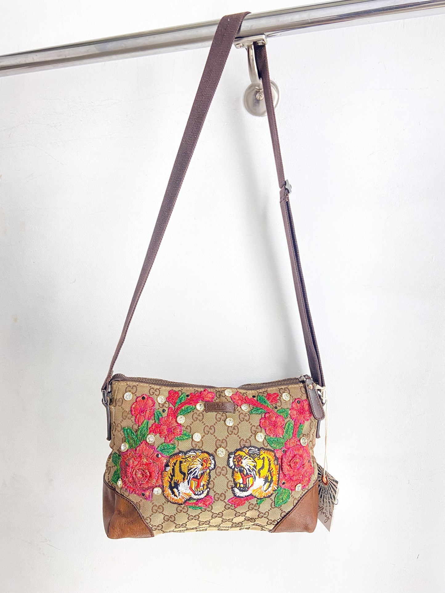 OOAK Vintage Gucci Fighting Tigers Adjustable Strap Purse