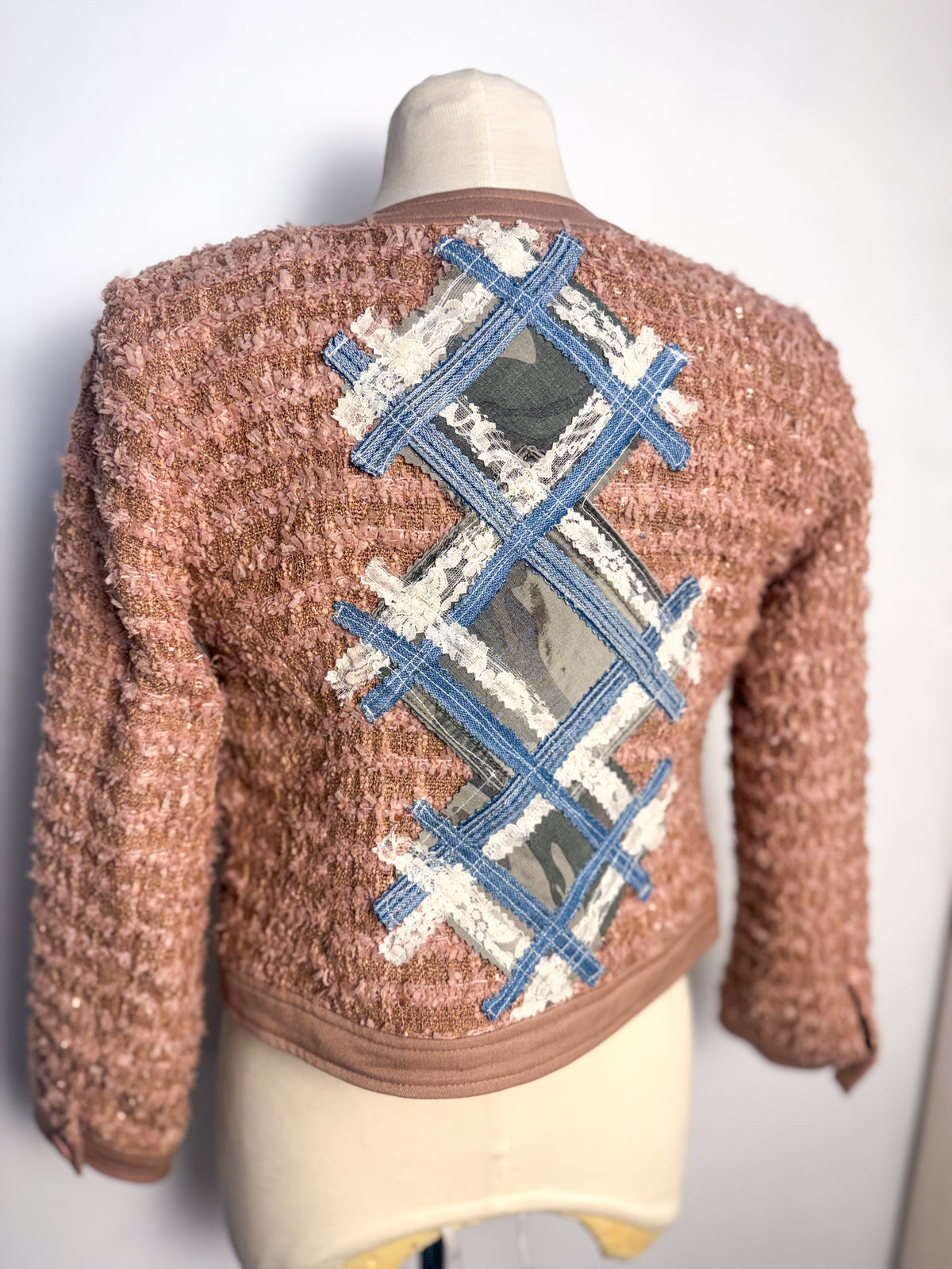 OOAK Blush Rebellion — Upcycled Tweed Jacket