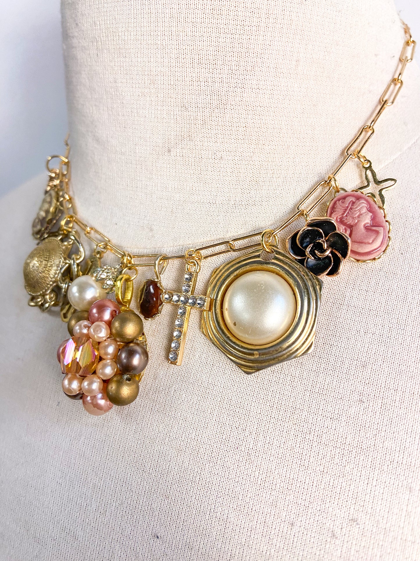 OOAK Vintage Earring Charm Necklace