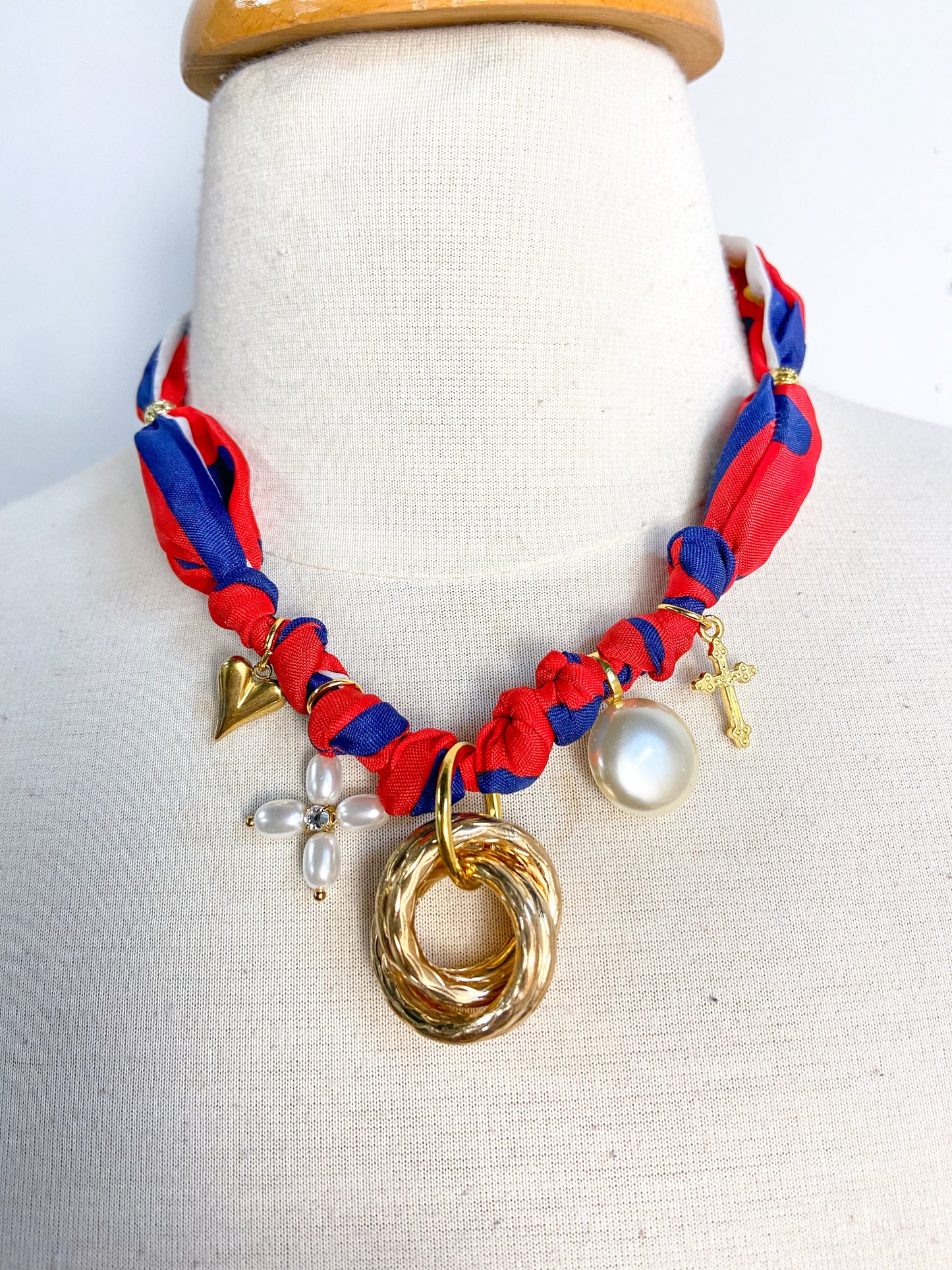 OOAK Multi Charm Polka Dot Necklace