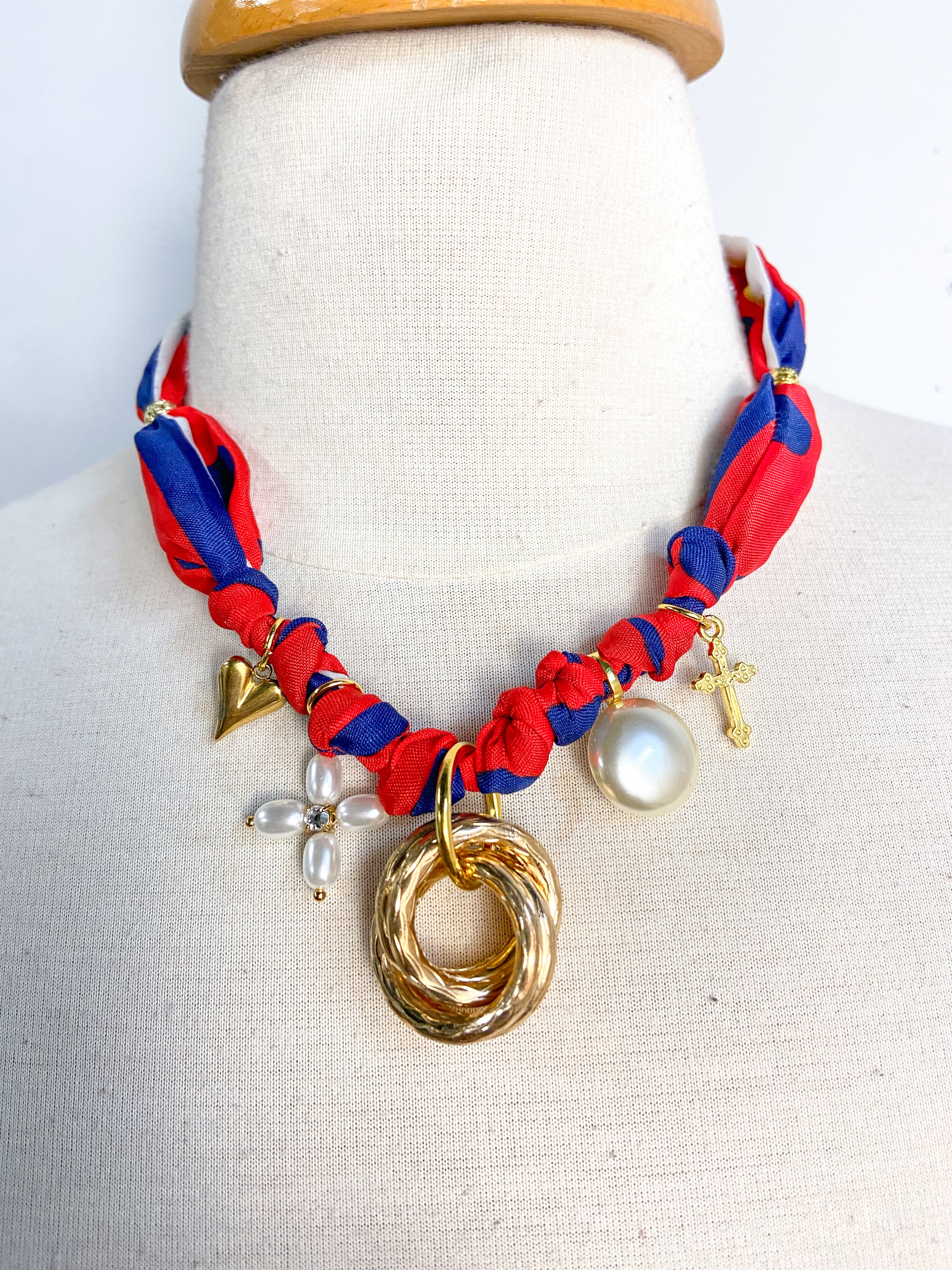 OOAK Multi Charm Polka Dot Necklace