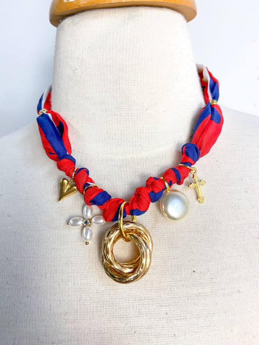 OOAK Multi Charm Polka Dot Necklace