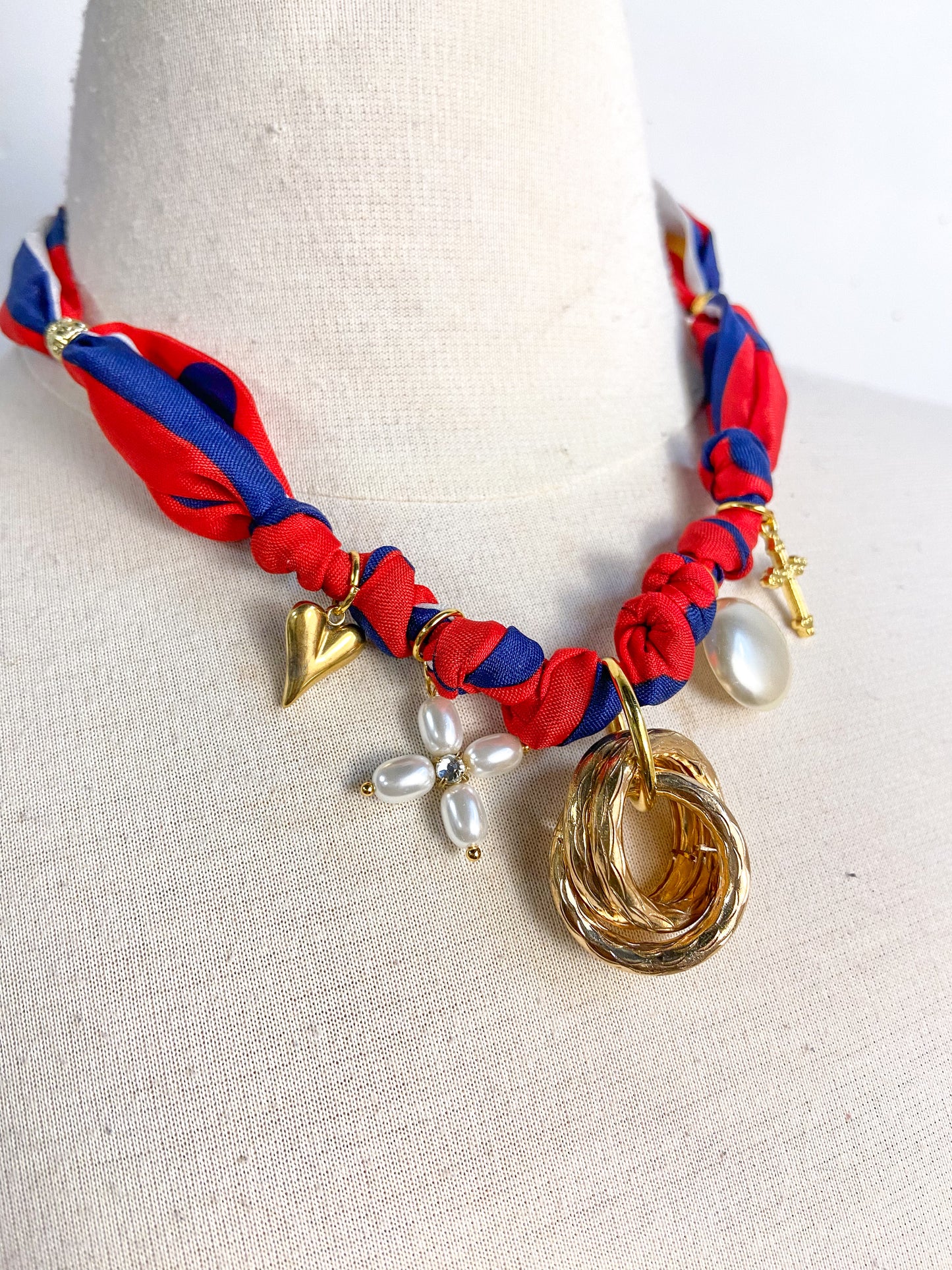 OOAK Multi Charm Polka Dot Necklace