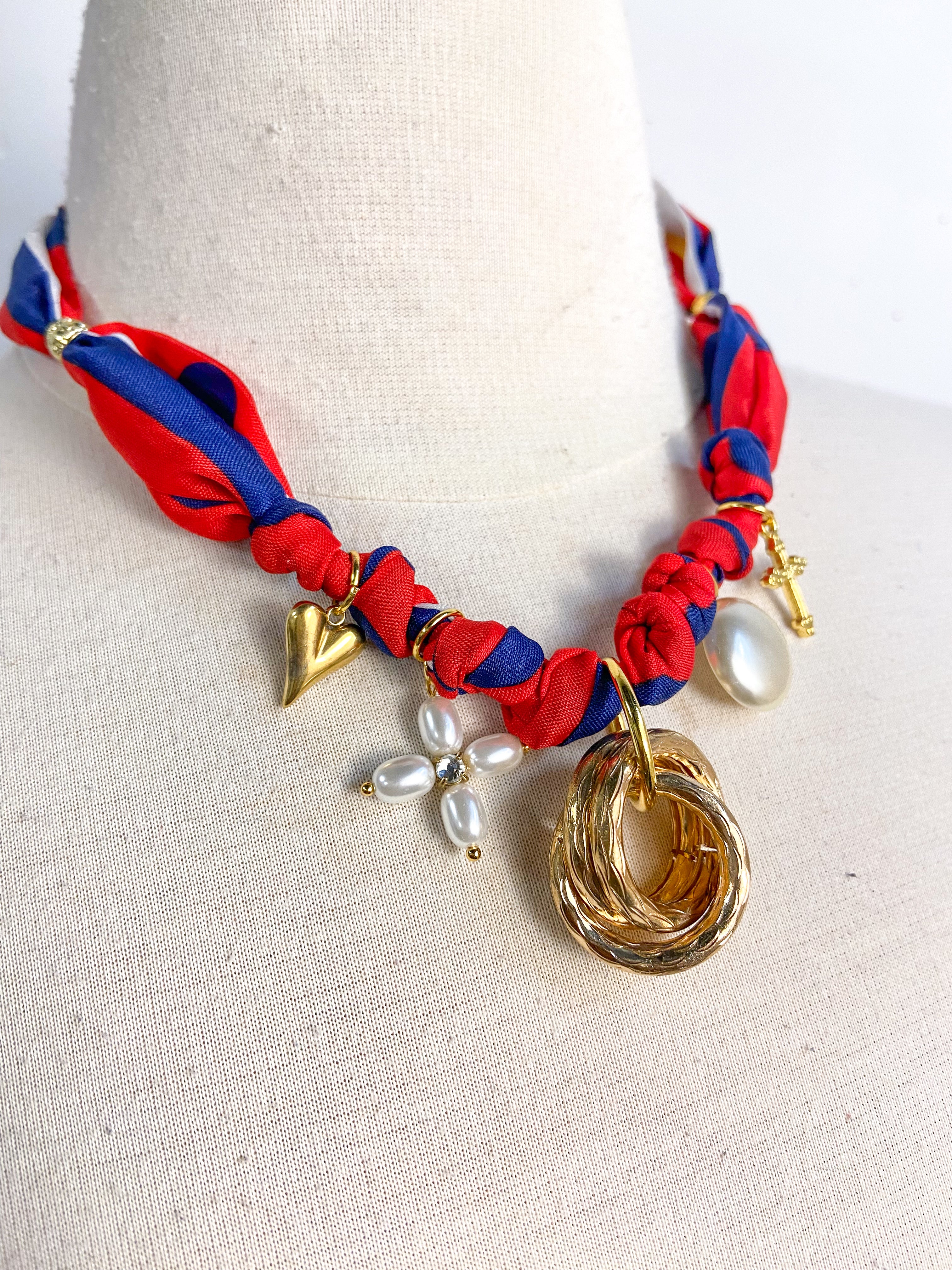 OOAK Multi Charm Polka Dot Necklace