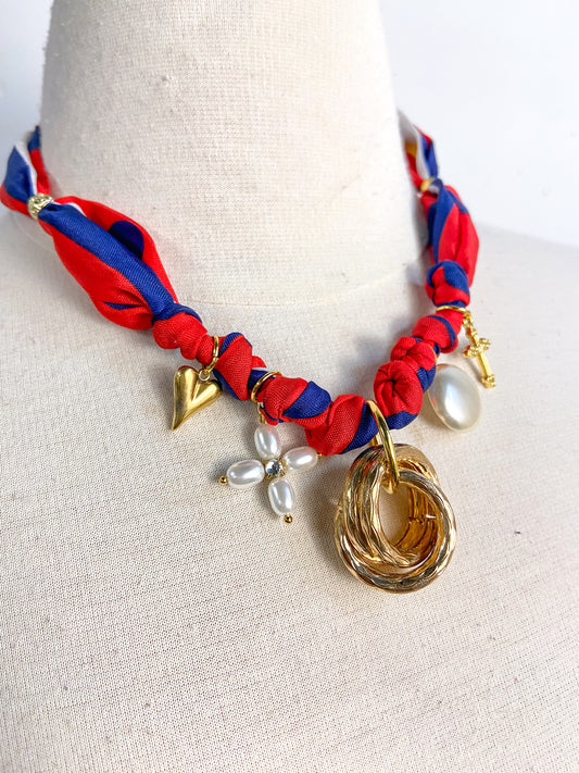 OOAK Multi Charm Polka Dot Necklace