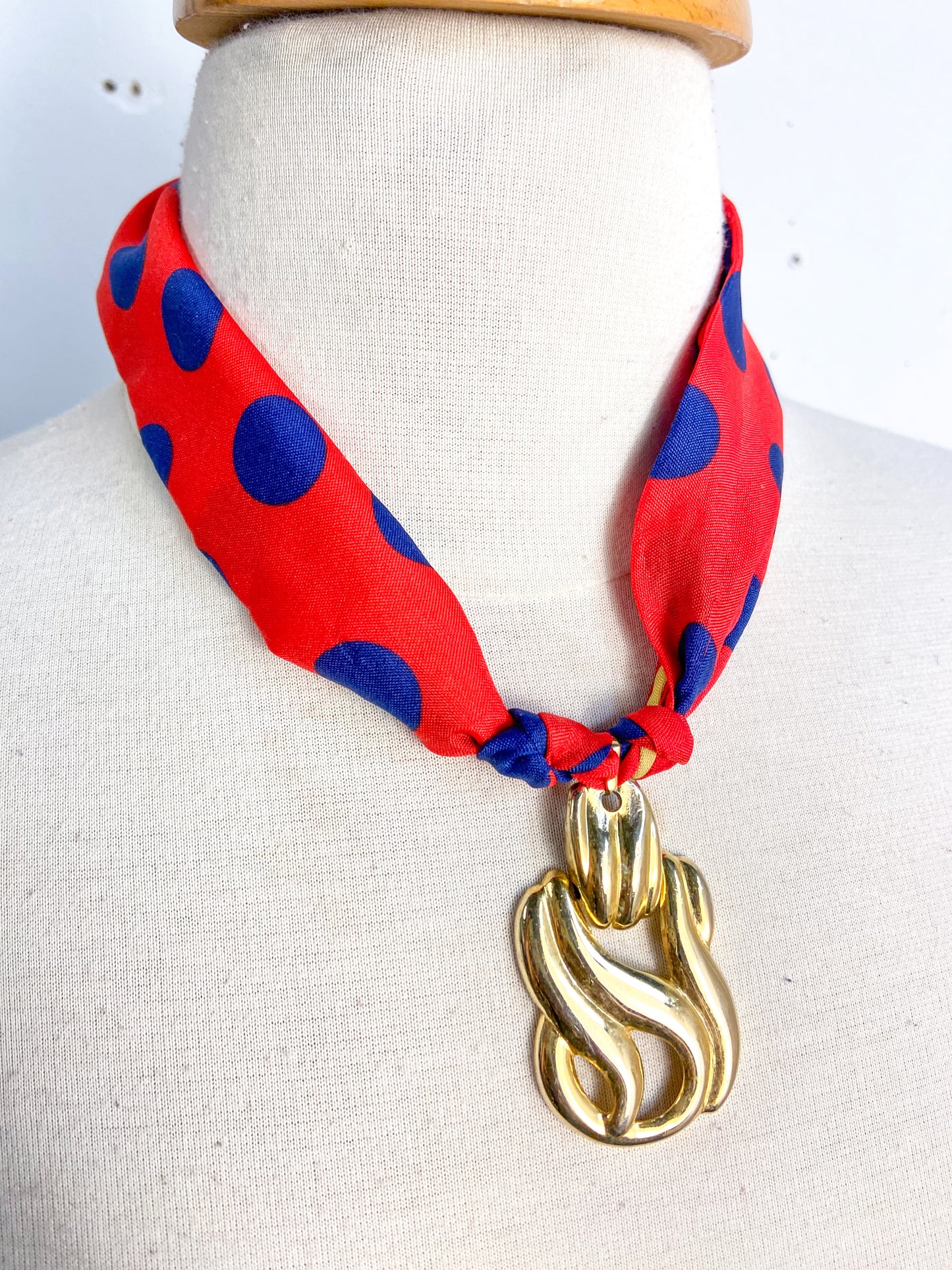OOAK Polka Dot Bandana Vintage Earring Necklace