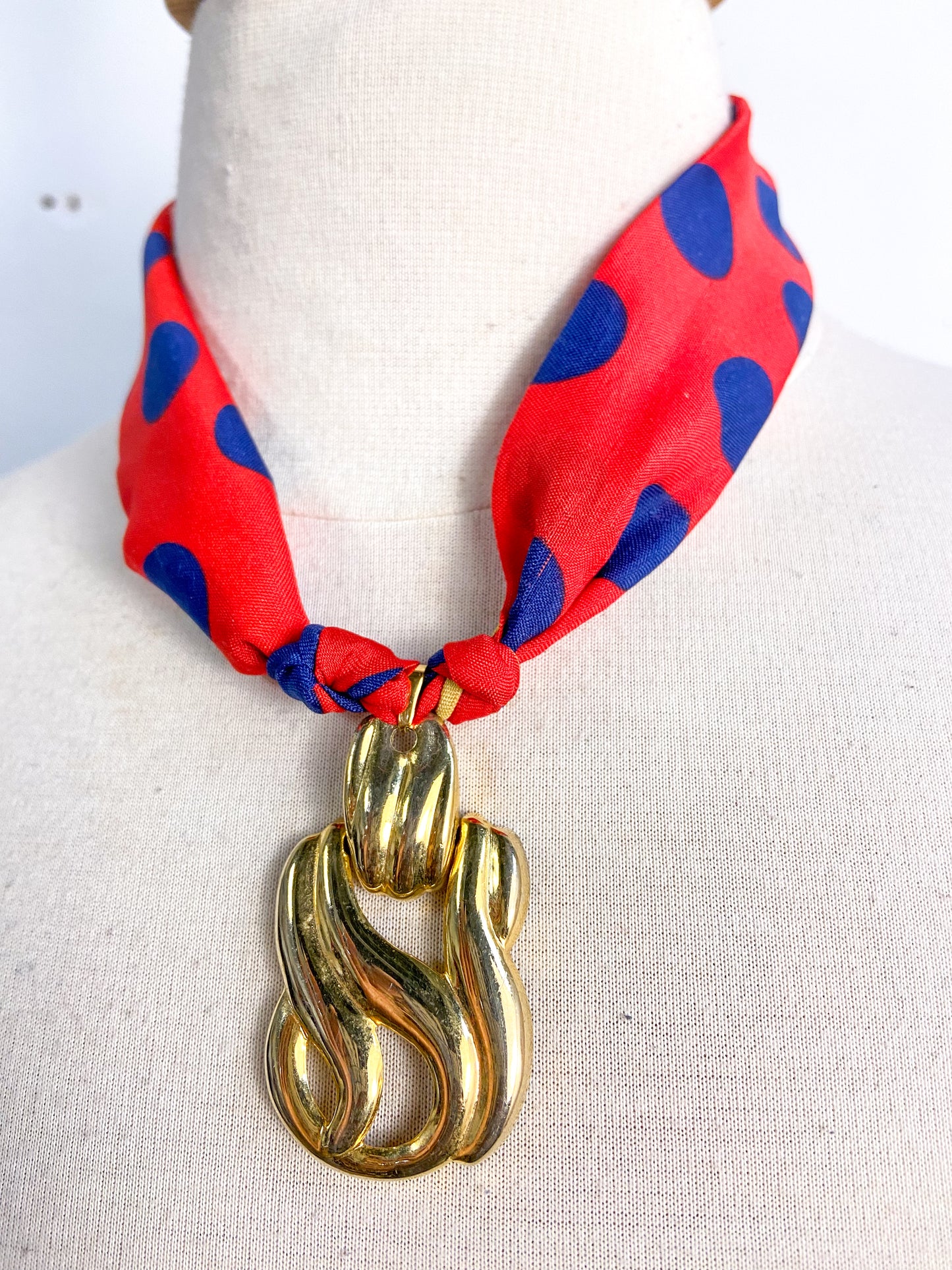 OOAK Polka Dot Bandana Vintage Earring Necklace