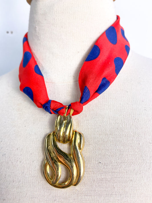 OOAK Polka Dot Bandana Vintage Earring Necklace