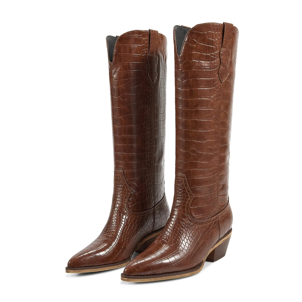 The LeAnn Crocodile Textured Boots