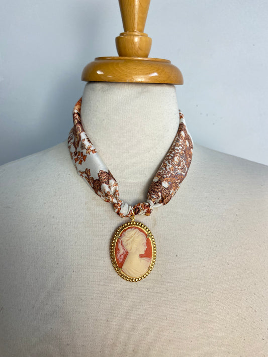 OOAK Handmade Cameo Scarf Necklace