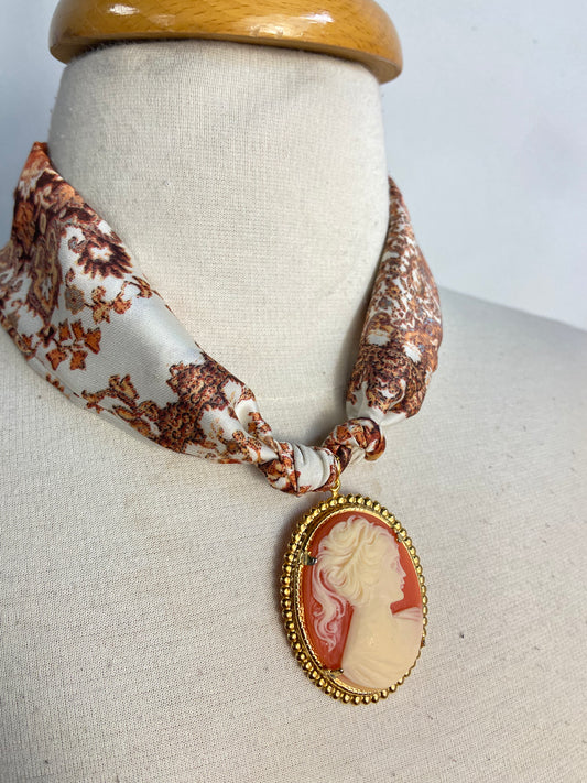 OOAK Handmade Cameo Scarf Necklace