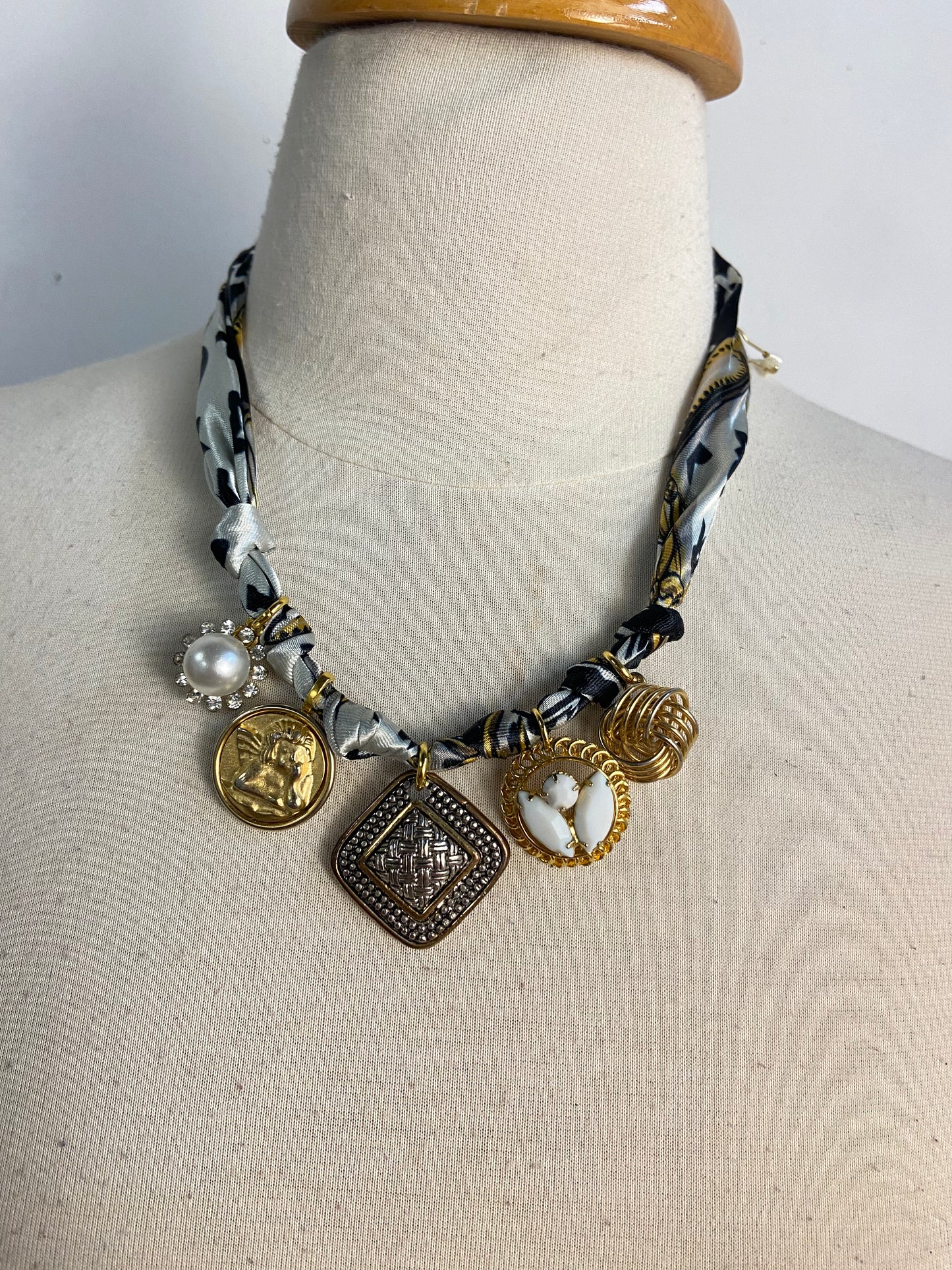 OOAK Vintage Earring Charm Scarf Necklace