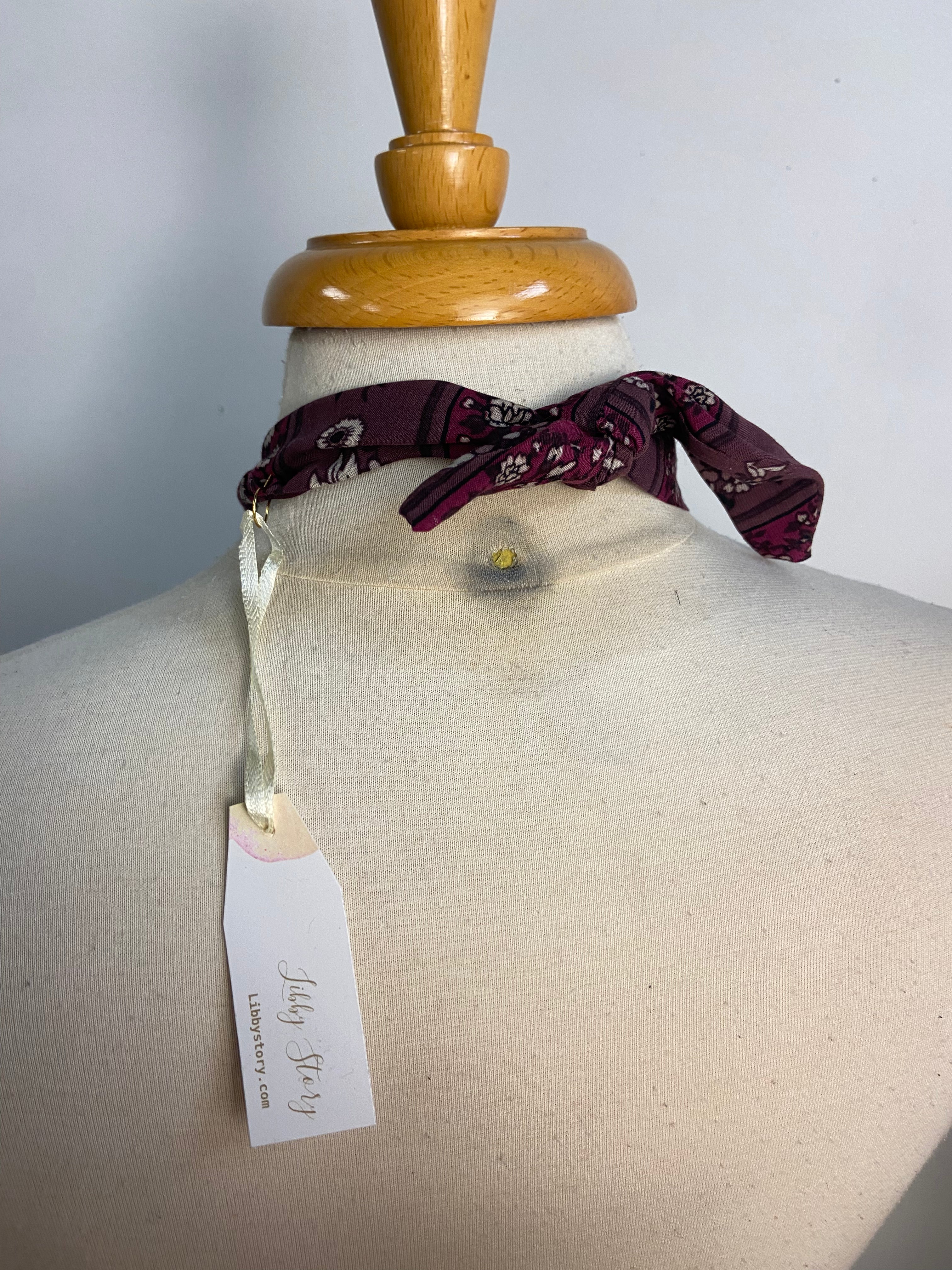 OOAK Vintage Cross with Charm Scarf Necklace