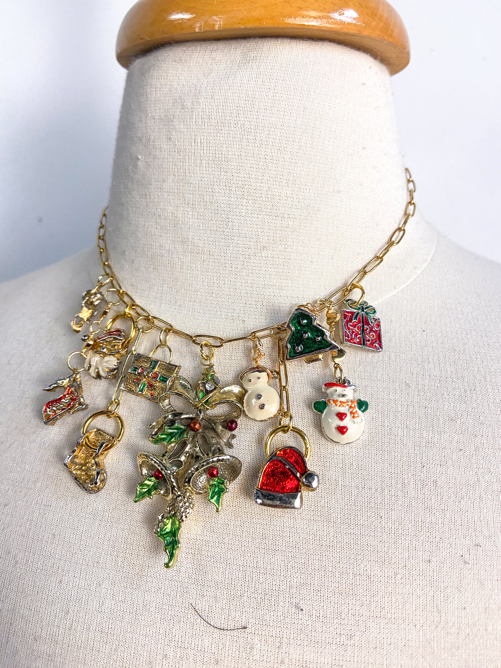 OOAK VIntage Christmas Slide Charm Necklace