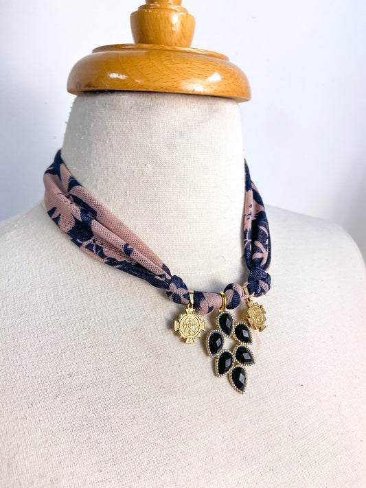 OOAK Cross and Vintage Pendant Scarf Necklace