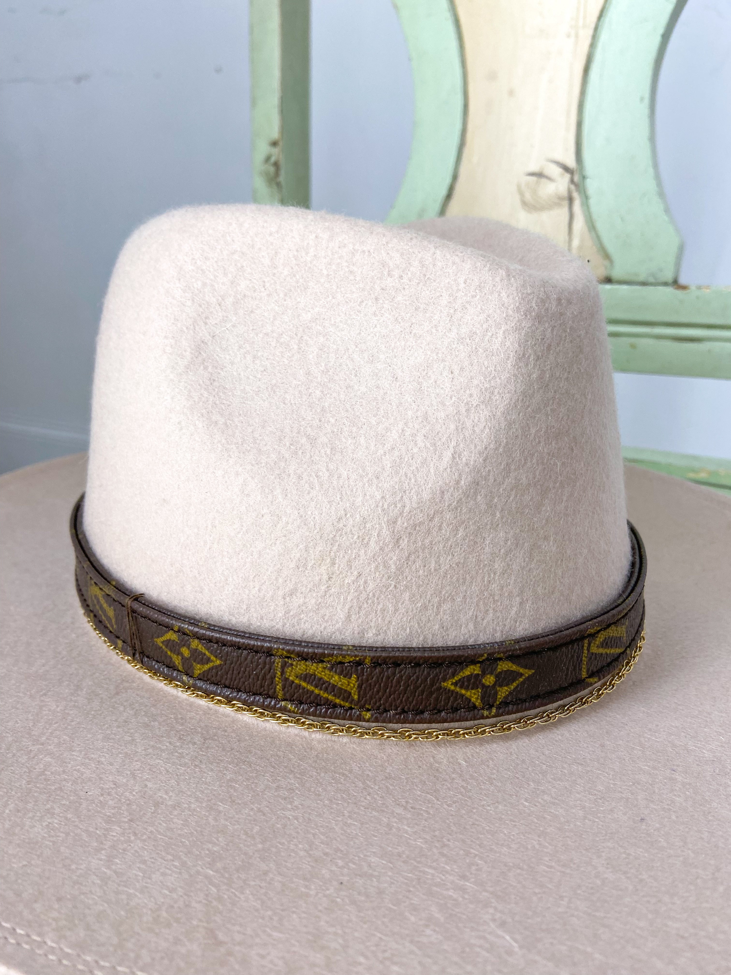 OOAK 100% WOOL LV PURSE STRAP HAT