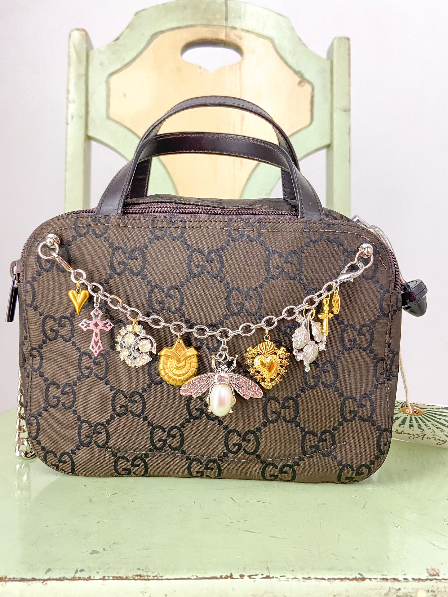 OOAK Vintage Dark Brown Gucci Purse with Bag Chain