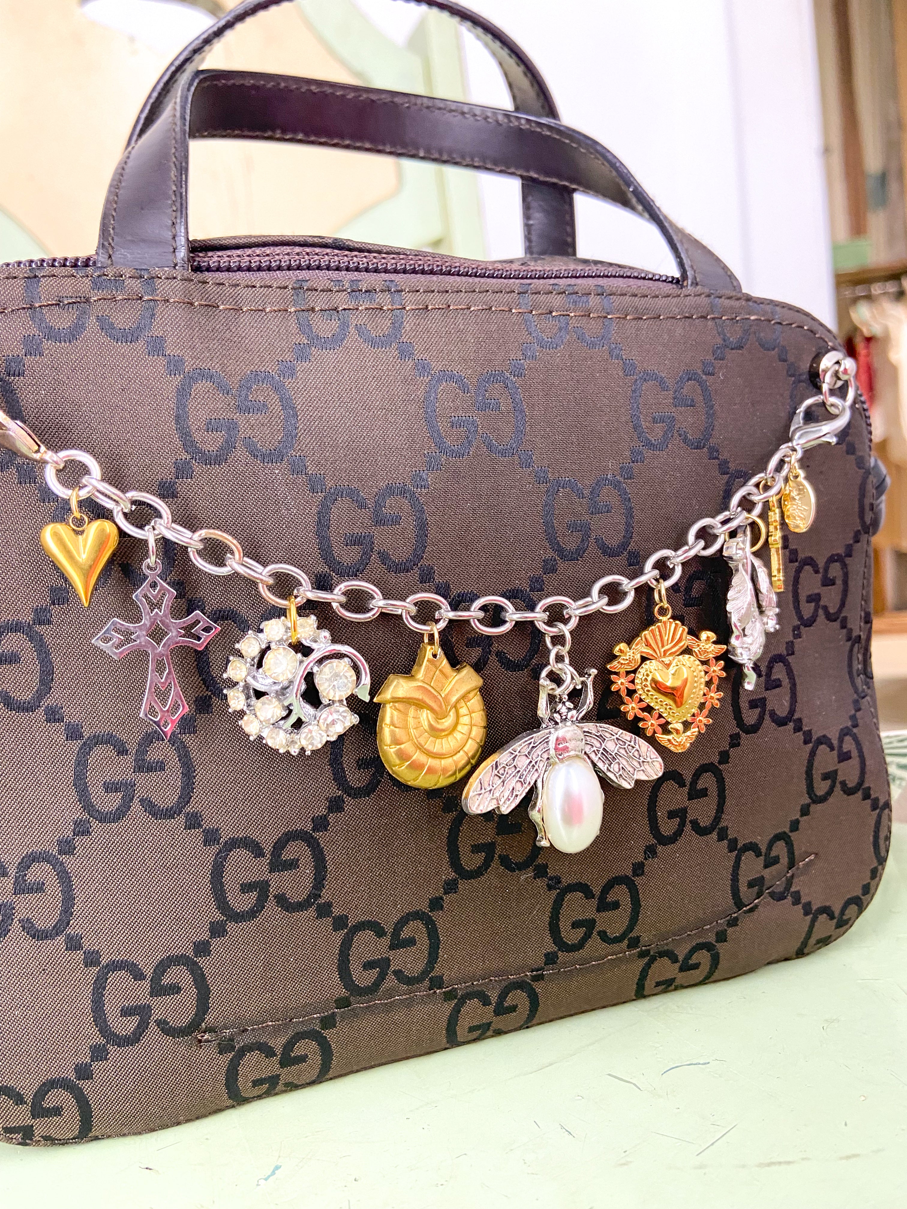 OOAK Vintage Dark Brown Gucci Purse with Bag Chain