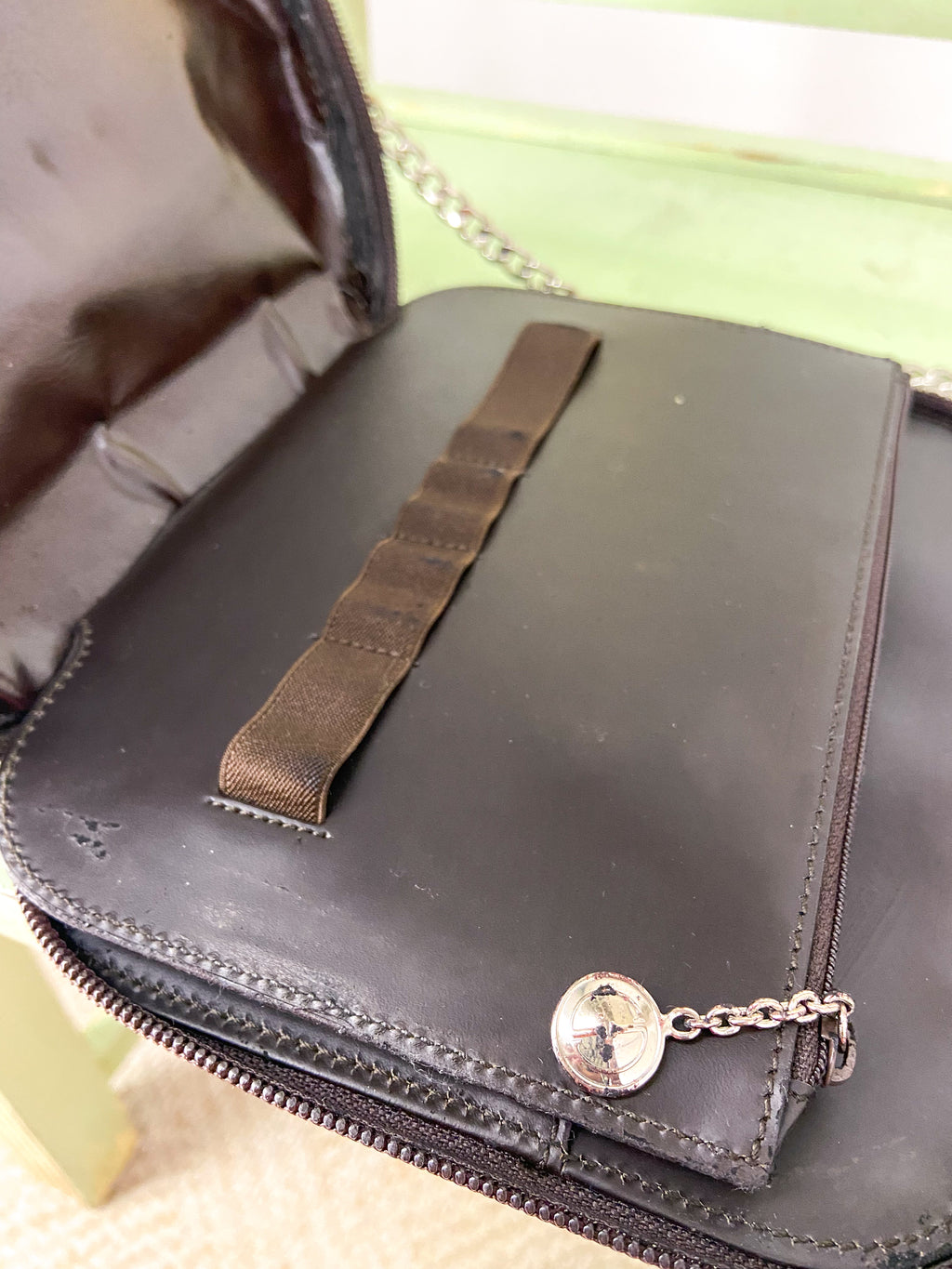 OOAK Vintage Dark Brown Gucci Purse with Bag Chain