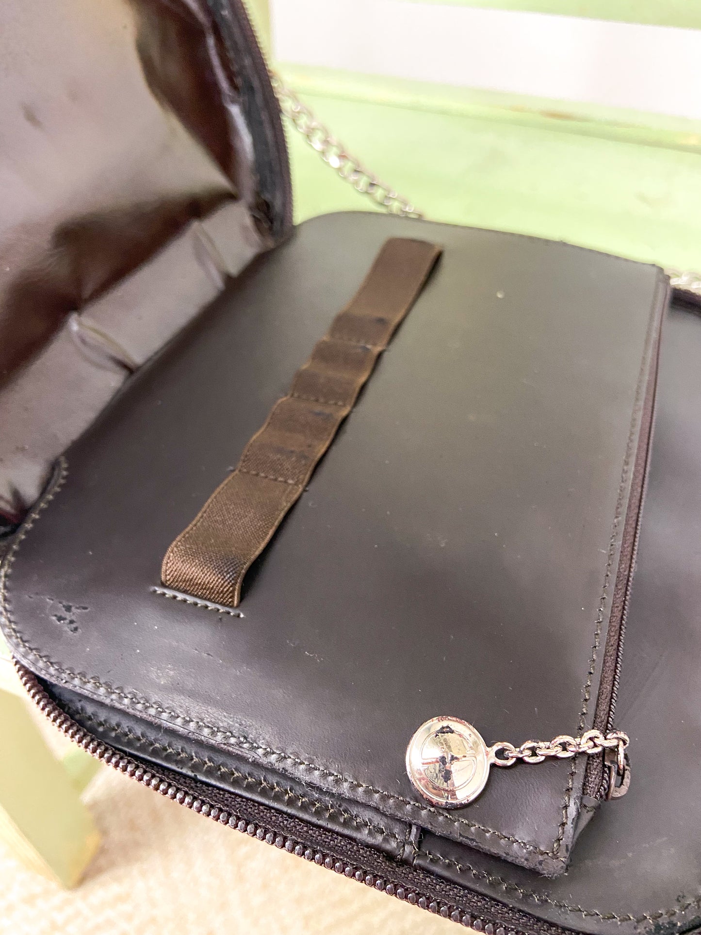 OOAK Vintage Dark Brown Gucci Purse with Bag Chain