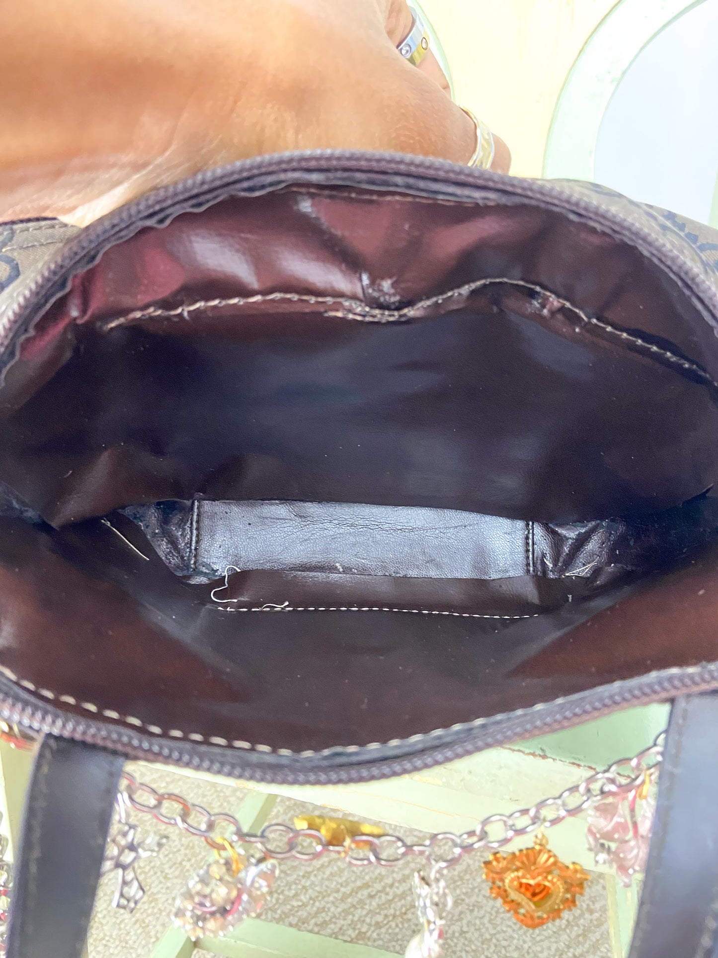 OOAK Vintage Dark Brown Gucci Purse with Bag Chain