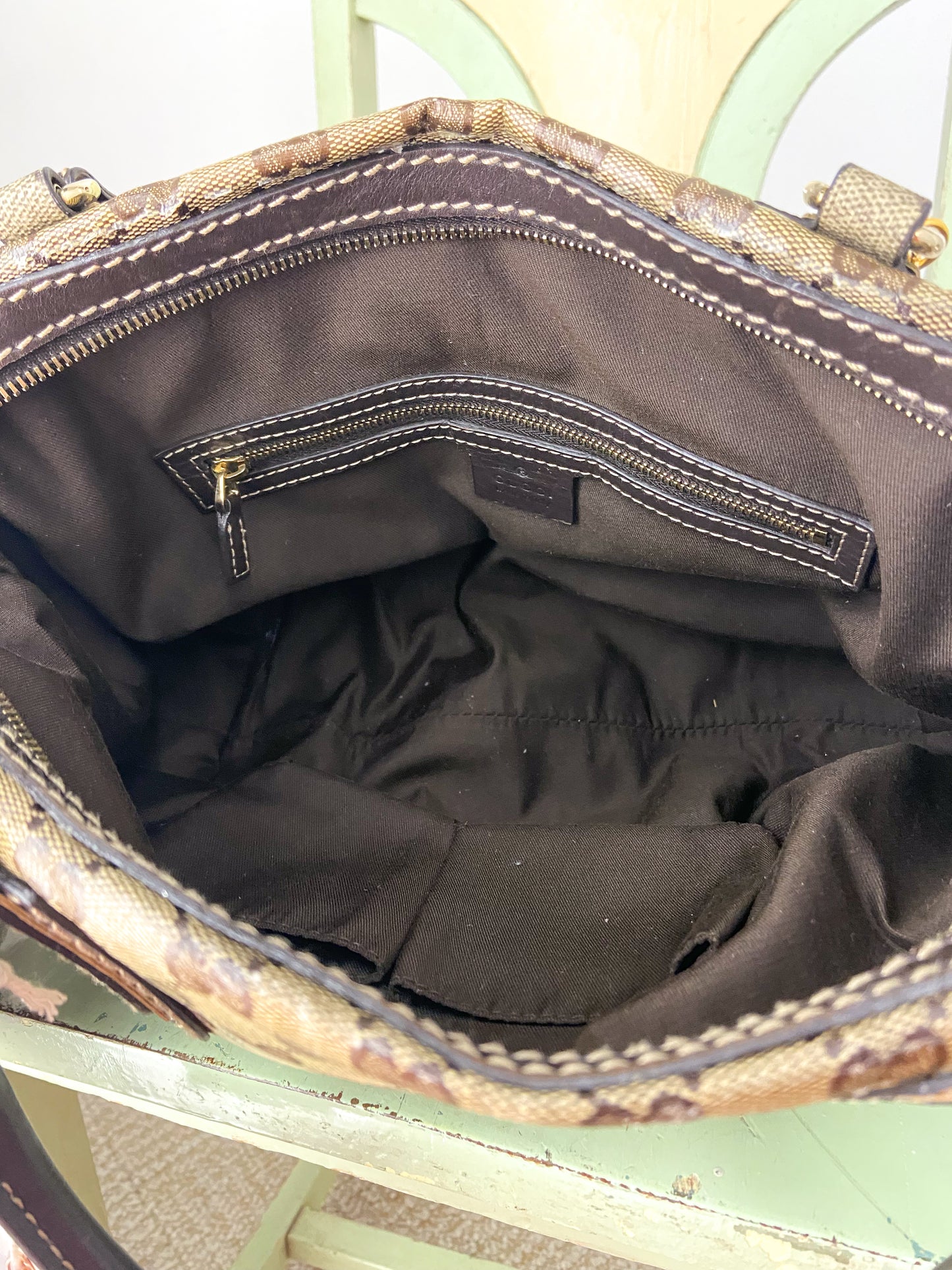 OOAK Vintage Gucci Purse with Chains and Ribbon Charm