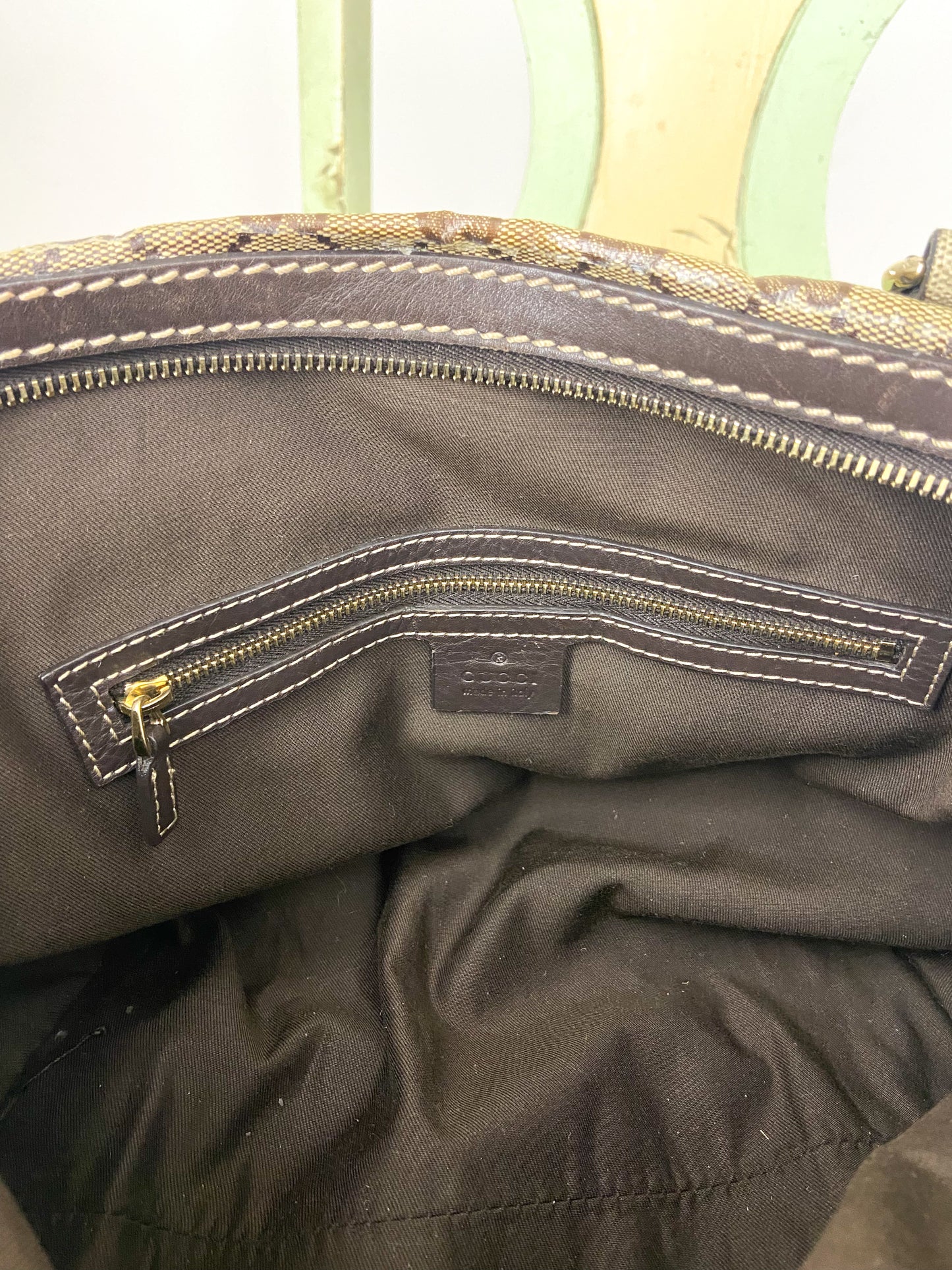 OOAK Vintage Gucci Purse with Chains and Ribbon Charm