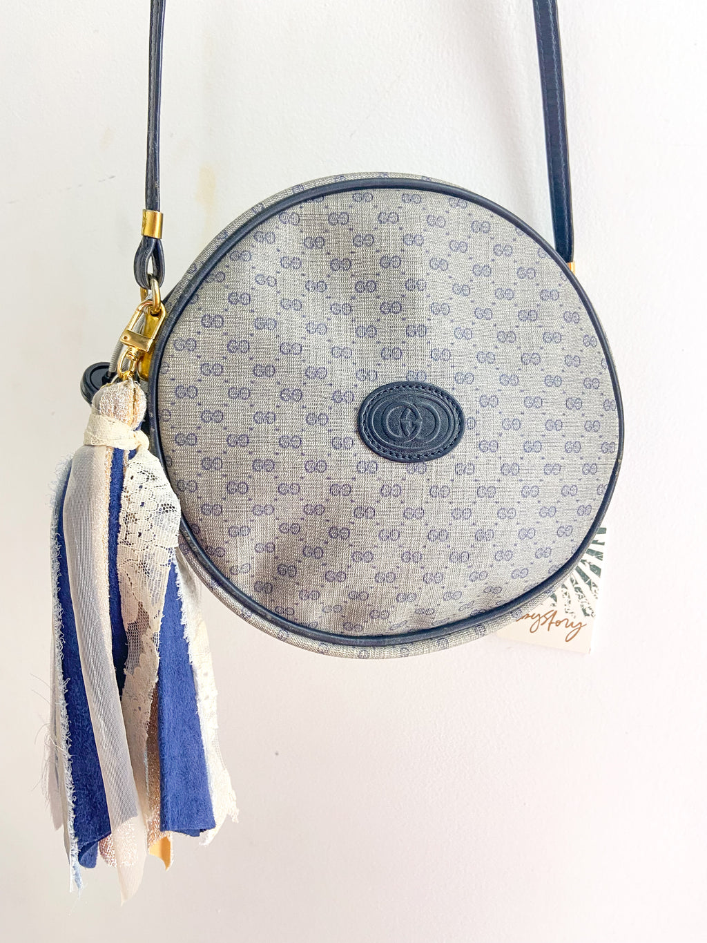 OOAK Vintage Gucci Navy Small Purse with Bag Charm