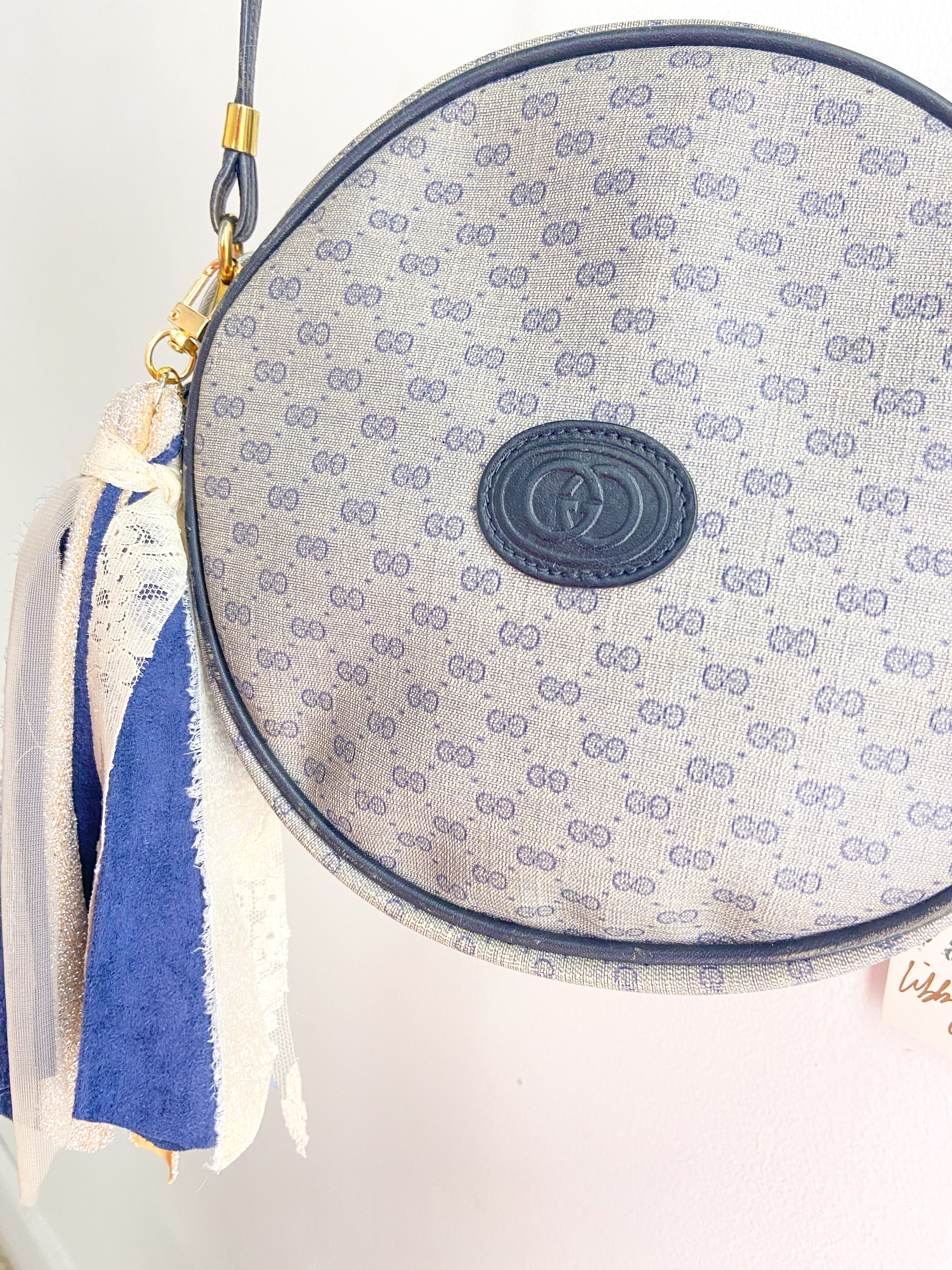 OOAK Vintage Gucci Navy Small Purse with Bag Charm