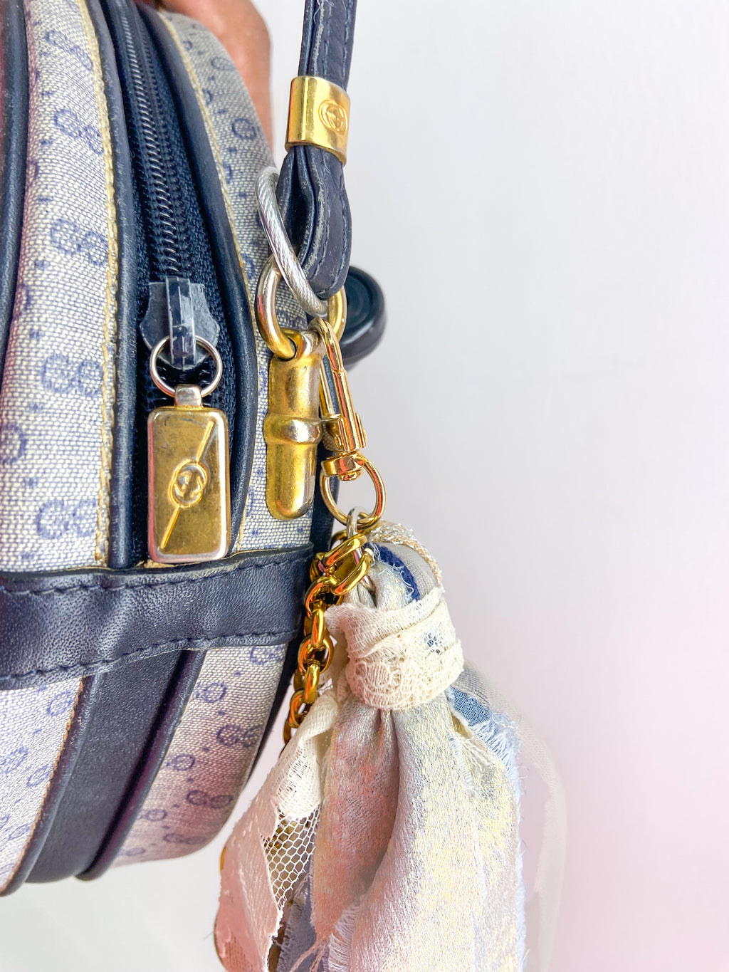 OOAK Vintage Gucci Navy Small Purse with Bag Charm
