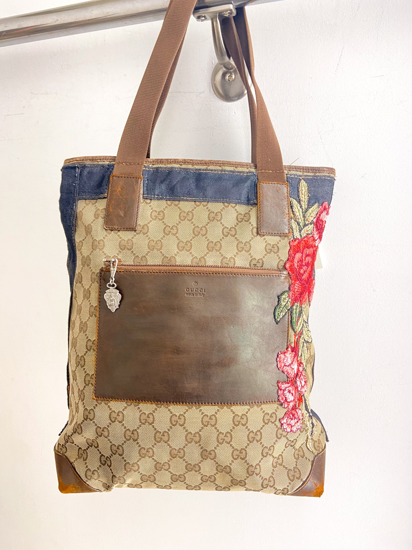OOAK Vintage Flower Embellished Gucci Shoulder Bag