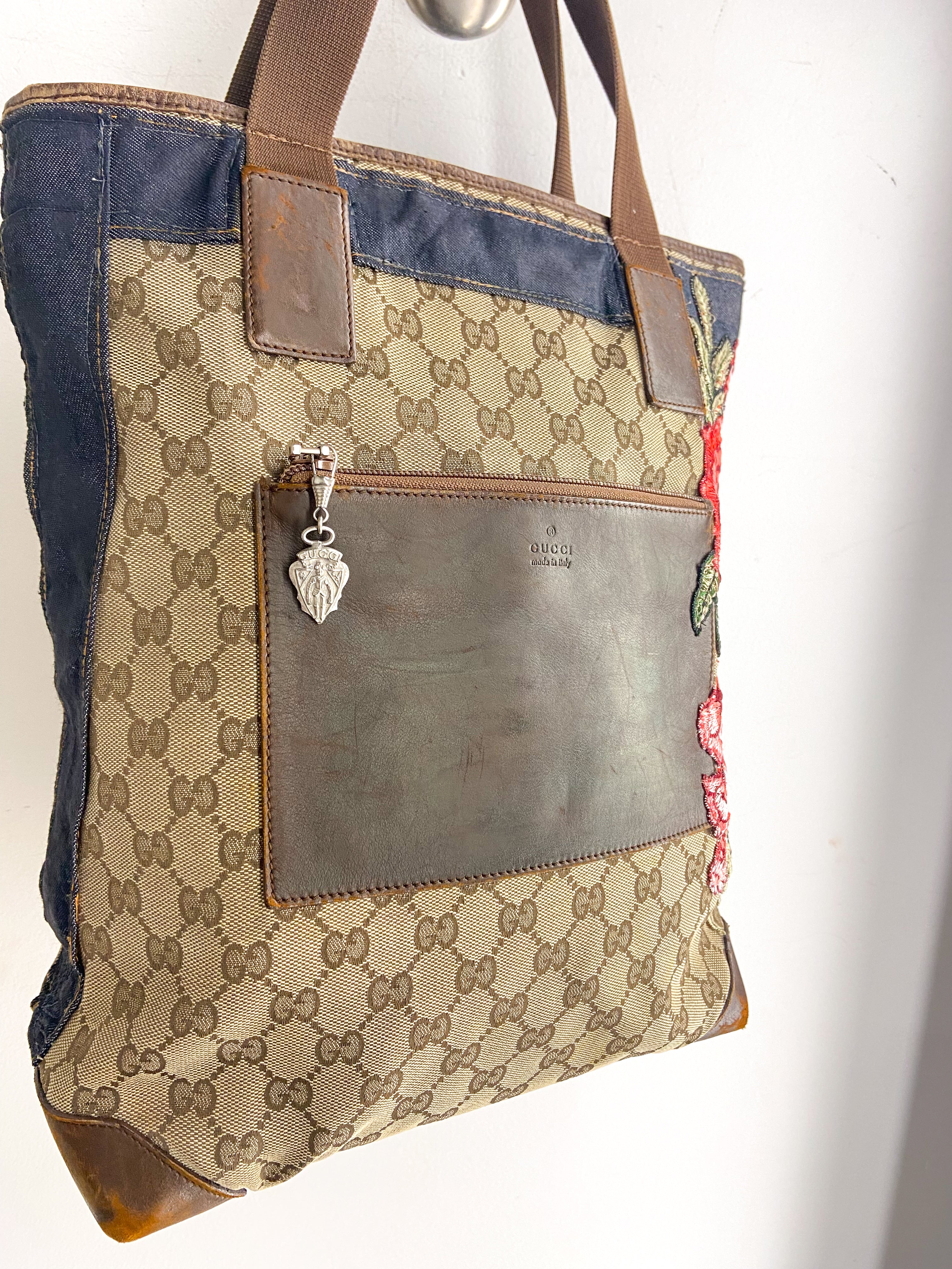 OOAK Vintage Flower Embellished Gucci Shoulder Bag