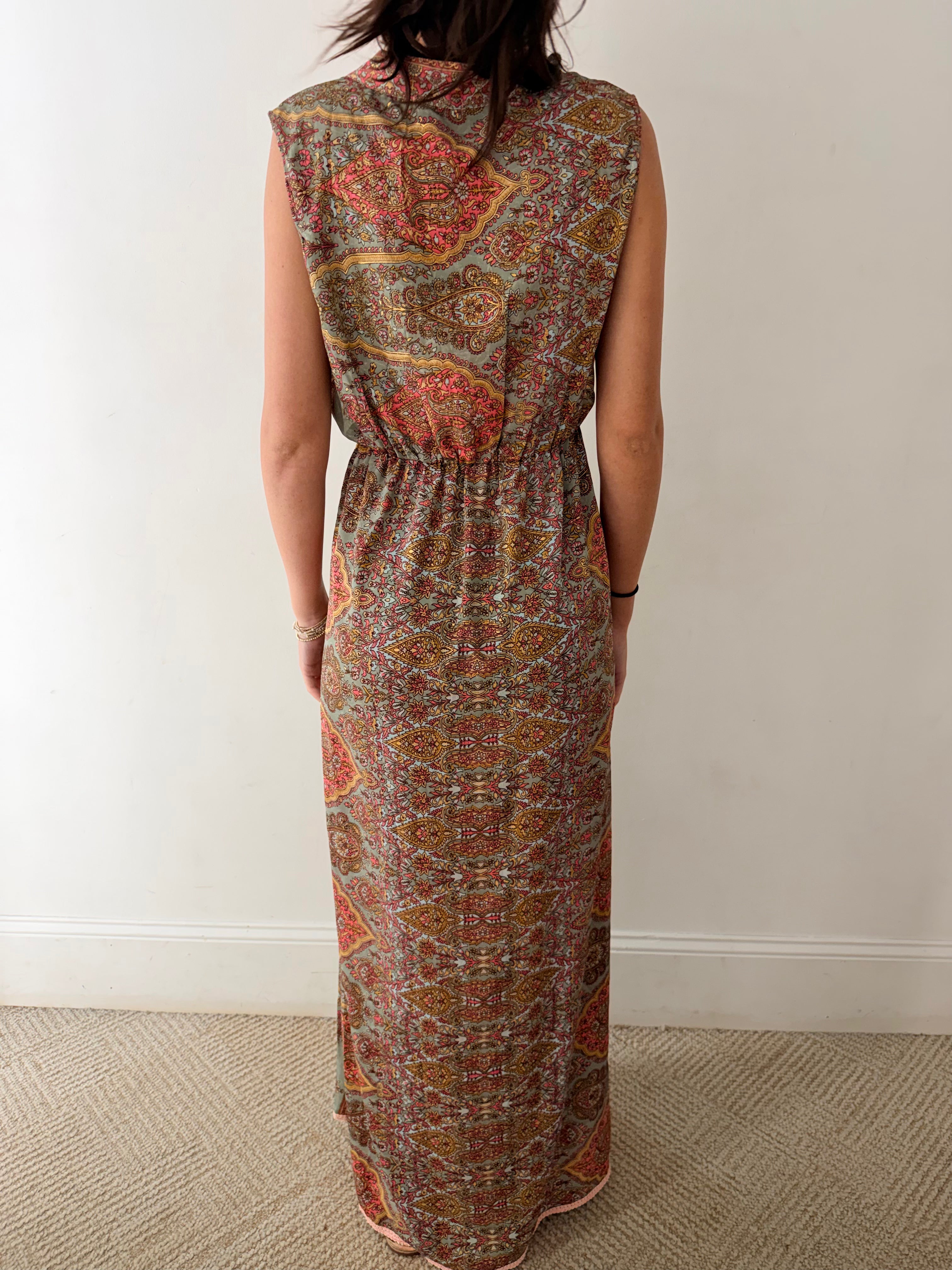 OOAK Vintage Silk Boho Maxi Dress