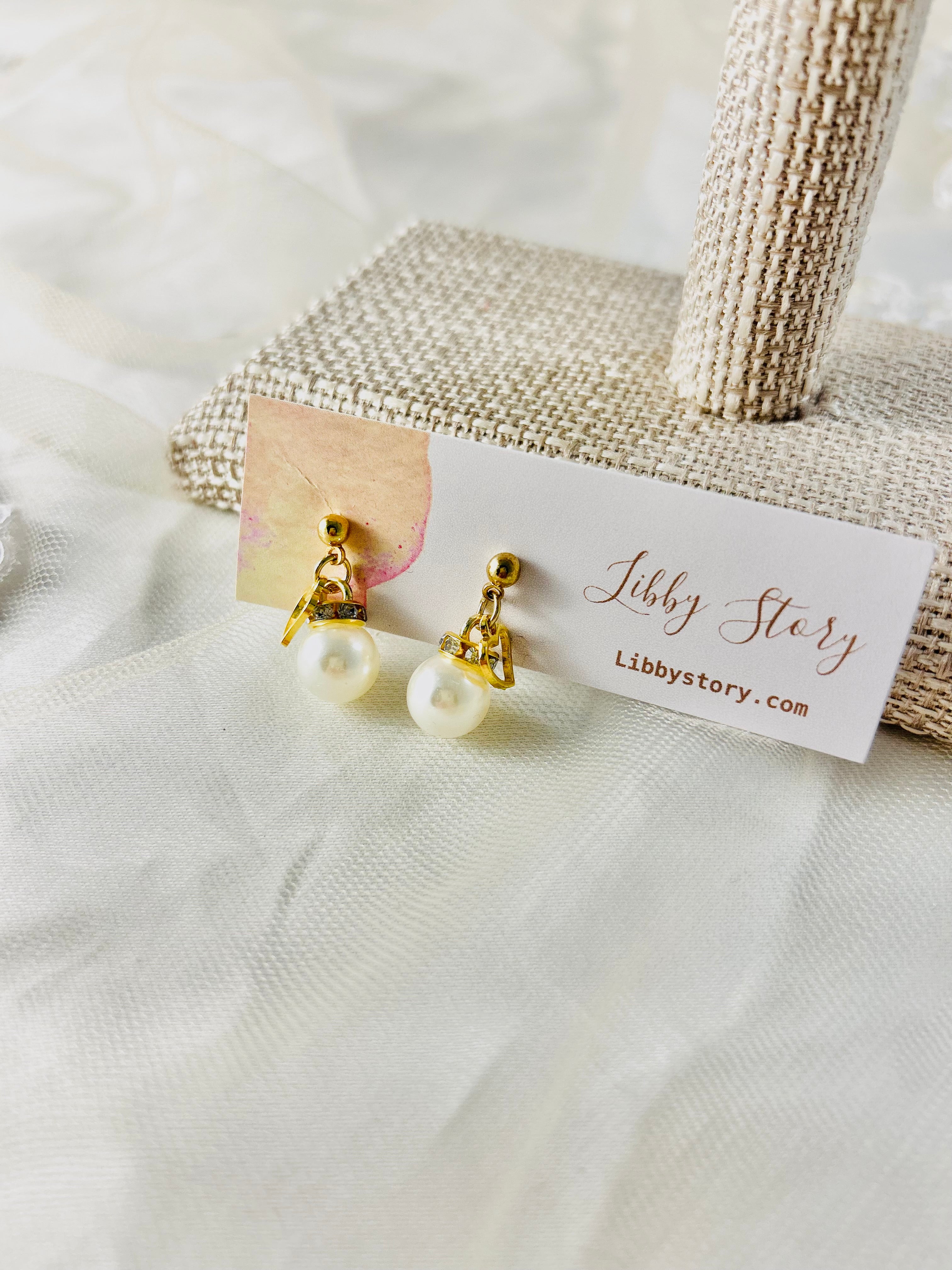 Handmade Pearl Heart Earrings