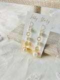 Triple Glass Pearl Dangle Earrings