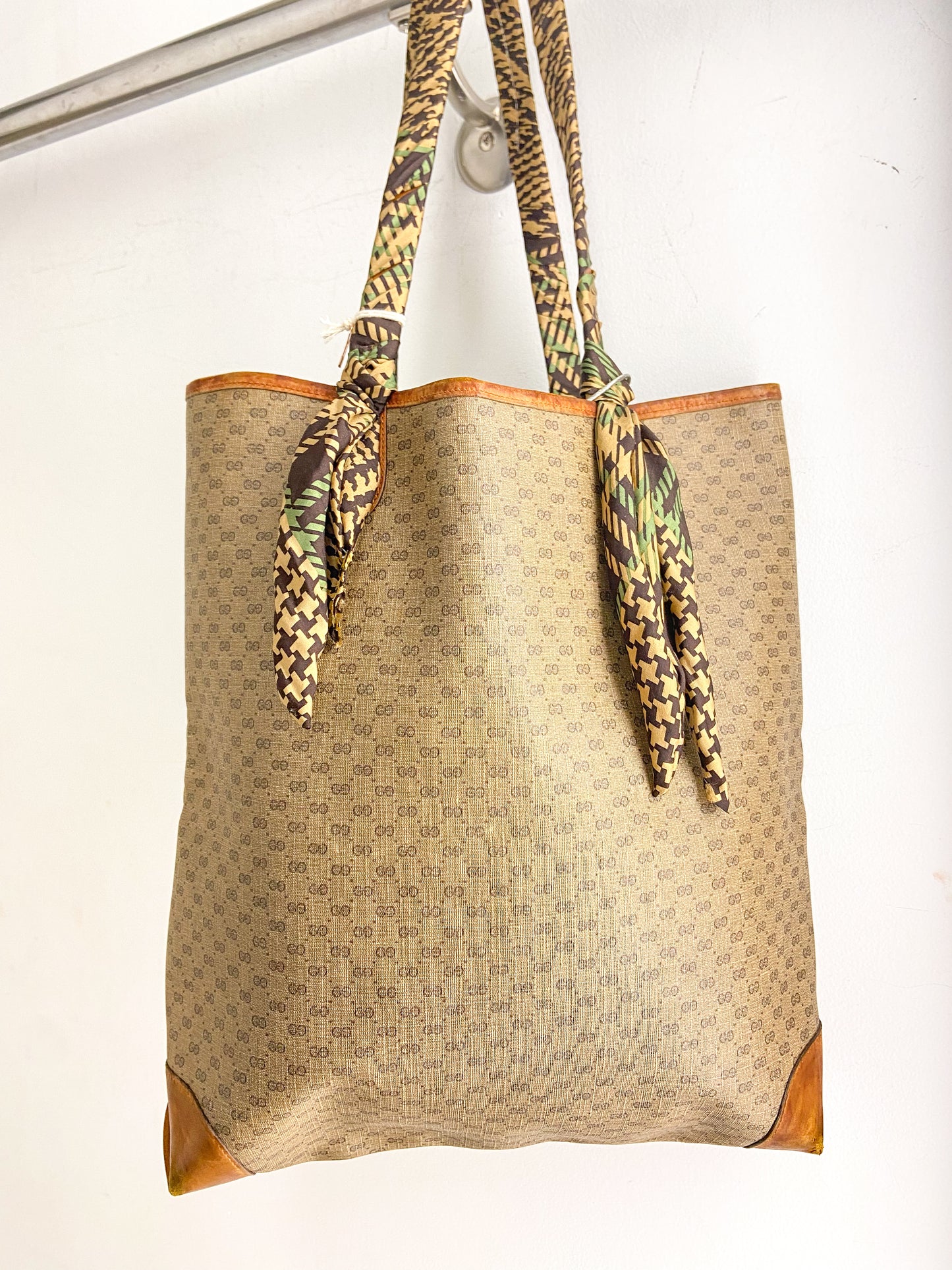 OOAK Authentic Vintage Gucci Bag with Scarf Wrapped Handles