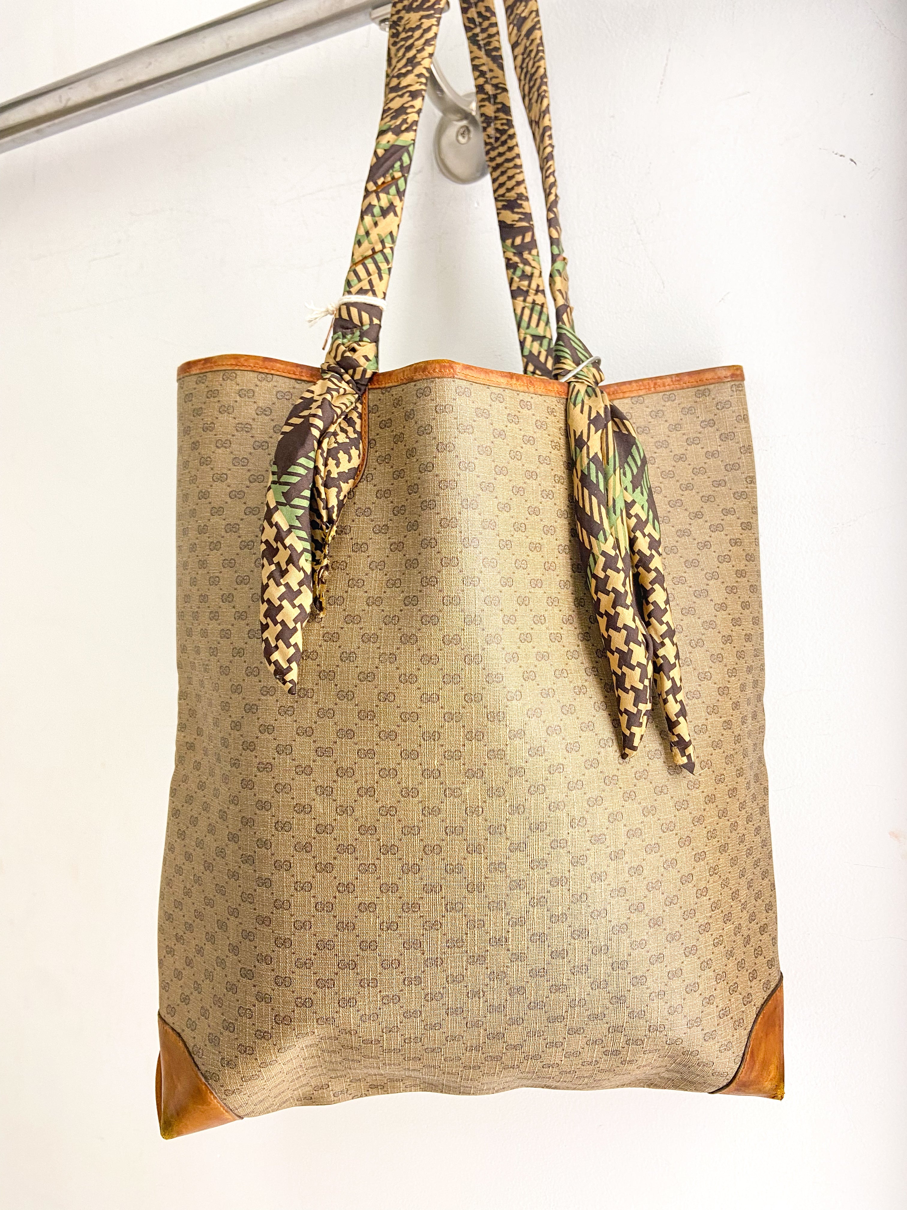 OOAK Authentic Vintage Gucci Bag with Scarf Wrapped Handles