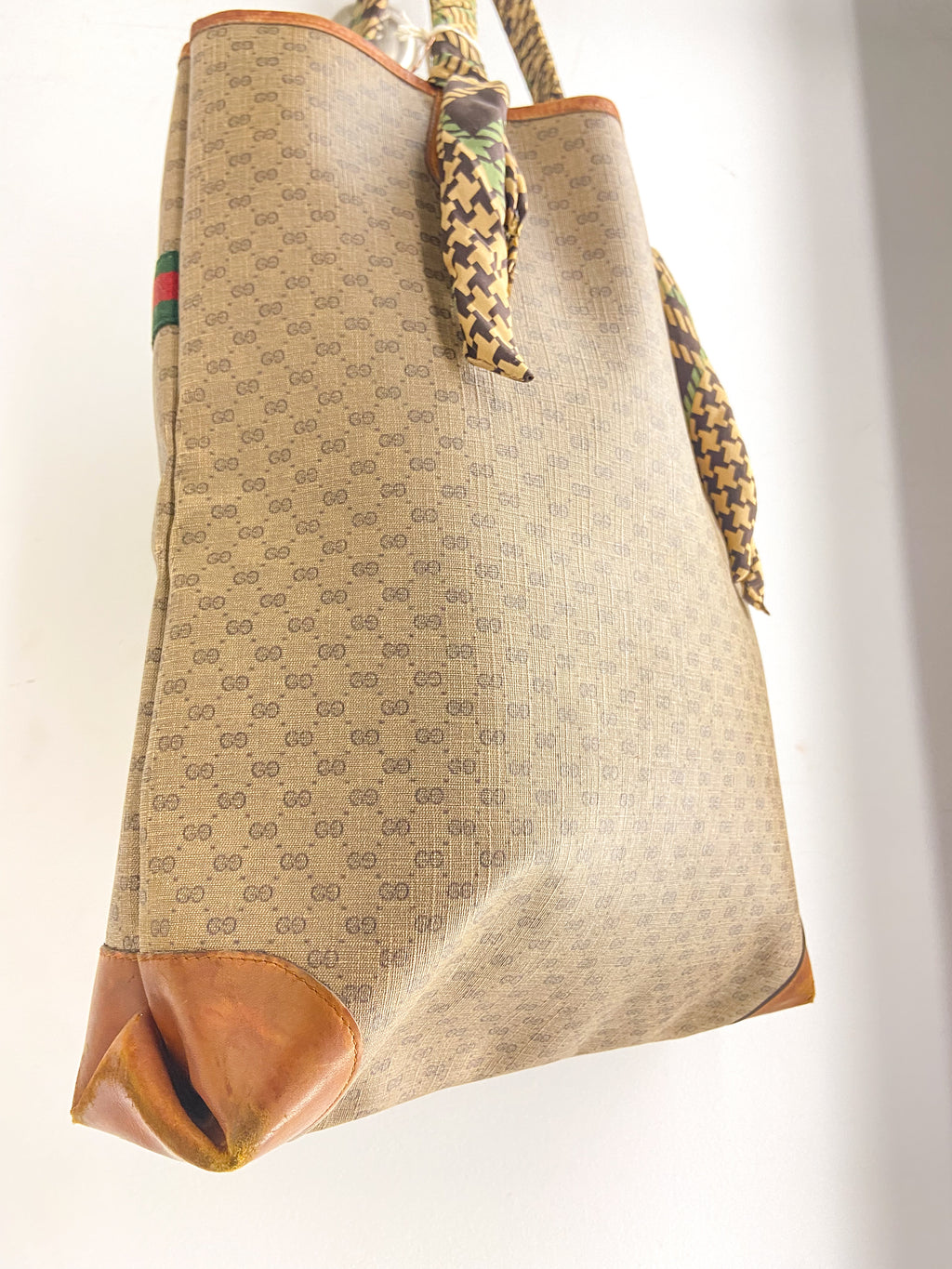 OOAK Authentic Vintage Gucci Bag with Scarf Wrapped Handles