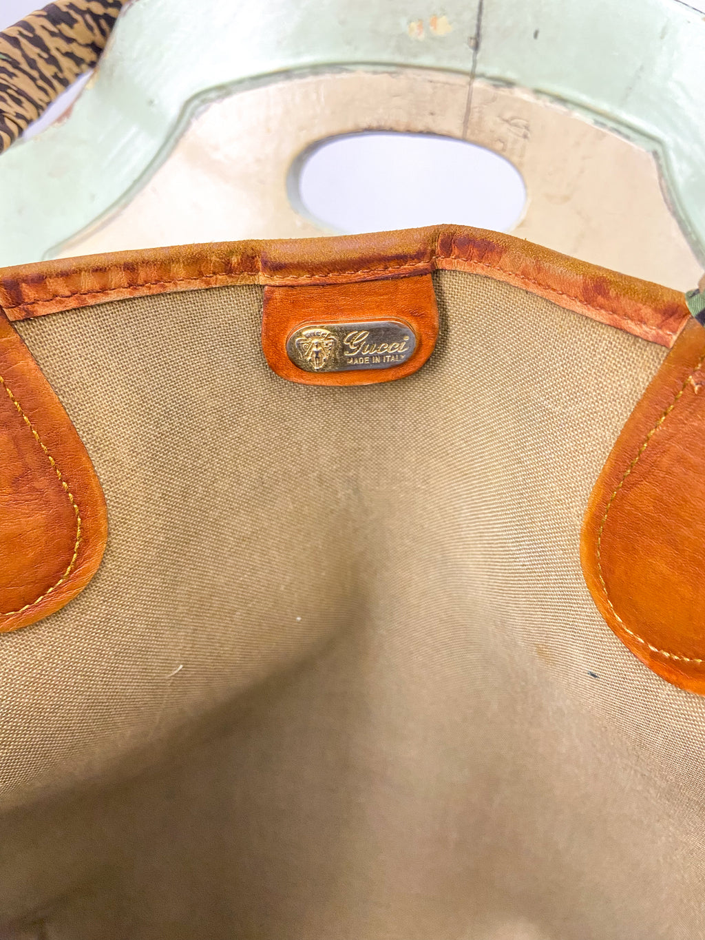 OOAK Authentic Vintage Gucci Bag with Scarf Wrapped Handles