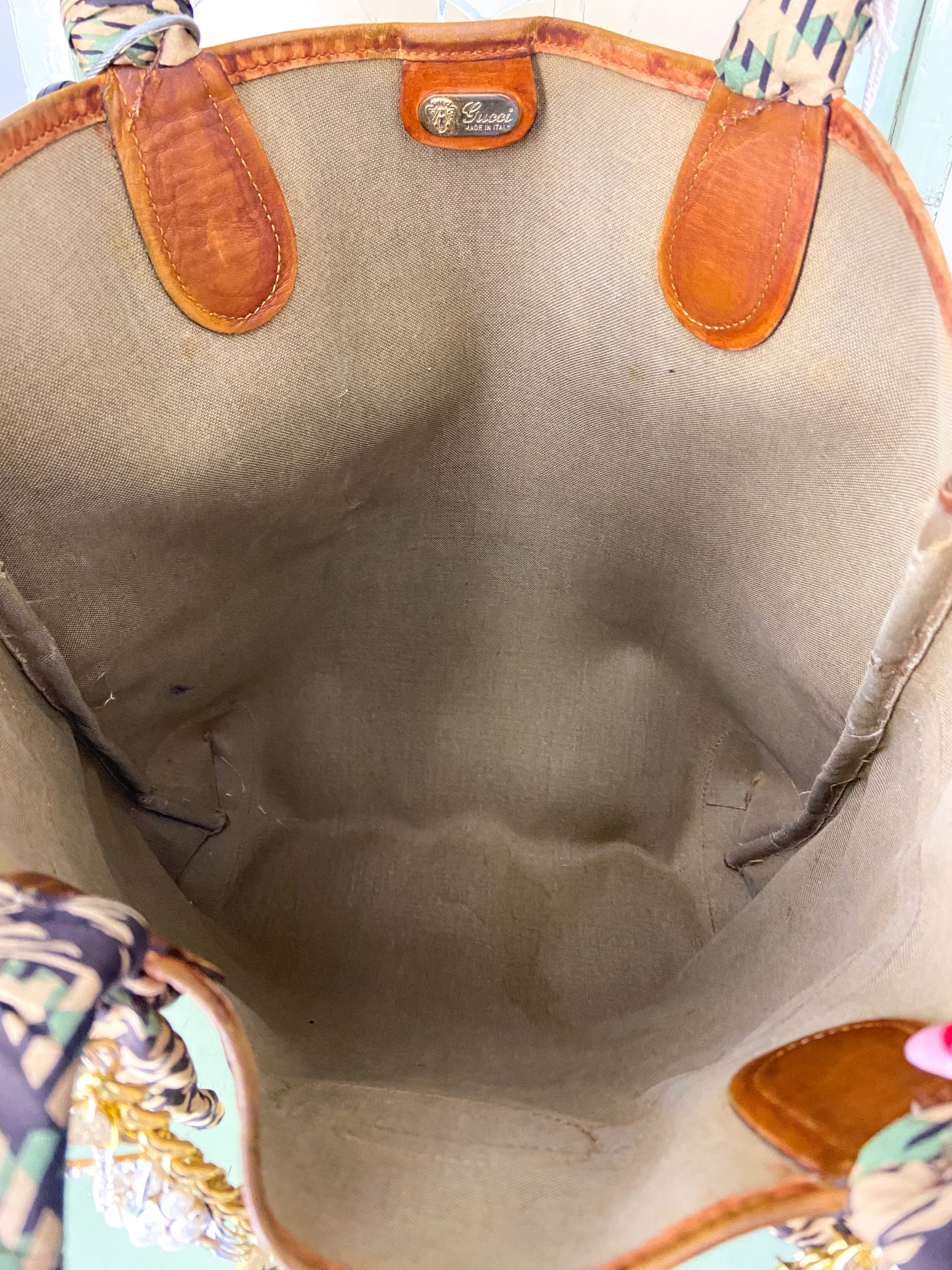 OOAK Authentic Vintage Gucci Bag with Scarf Wrapped Handles