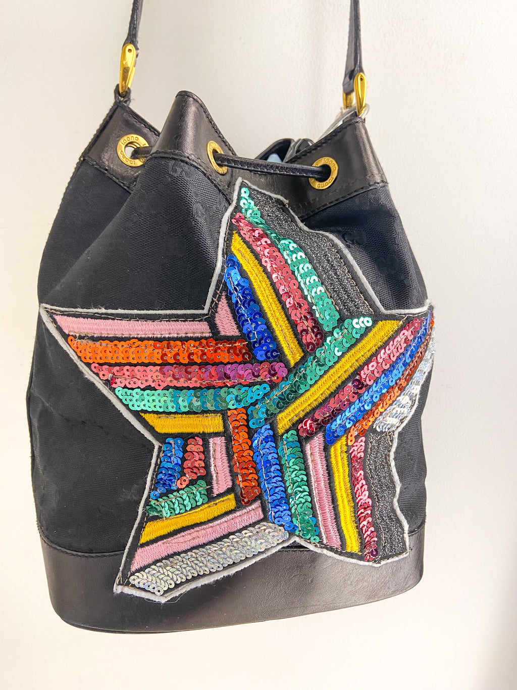 OOAK Vintage Bee Embellished Gucci Bucket Purse