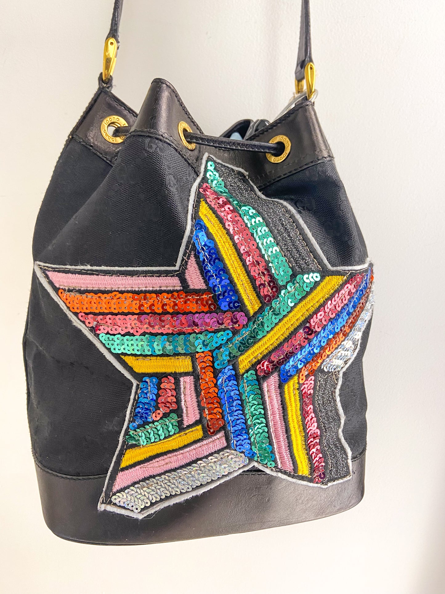 OOAK Vintage Bee Embellished Gucci Bucket Purse