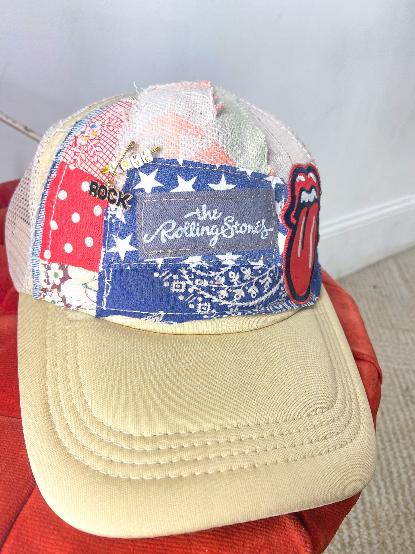 OOAK Stones/Love Patchwork Trucker Hat