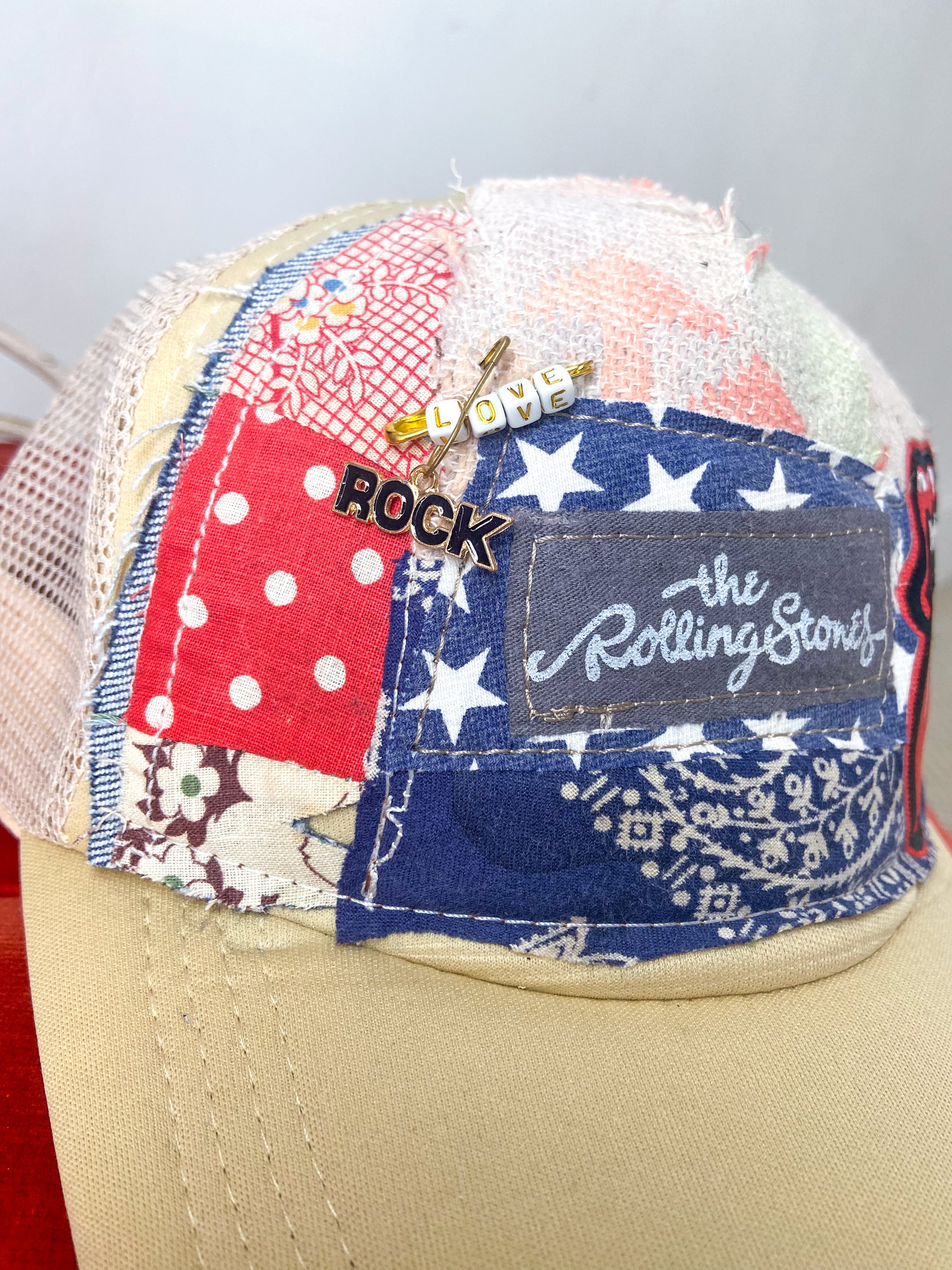 OOAK Stones/Love Patchwork Trucker Hat