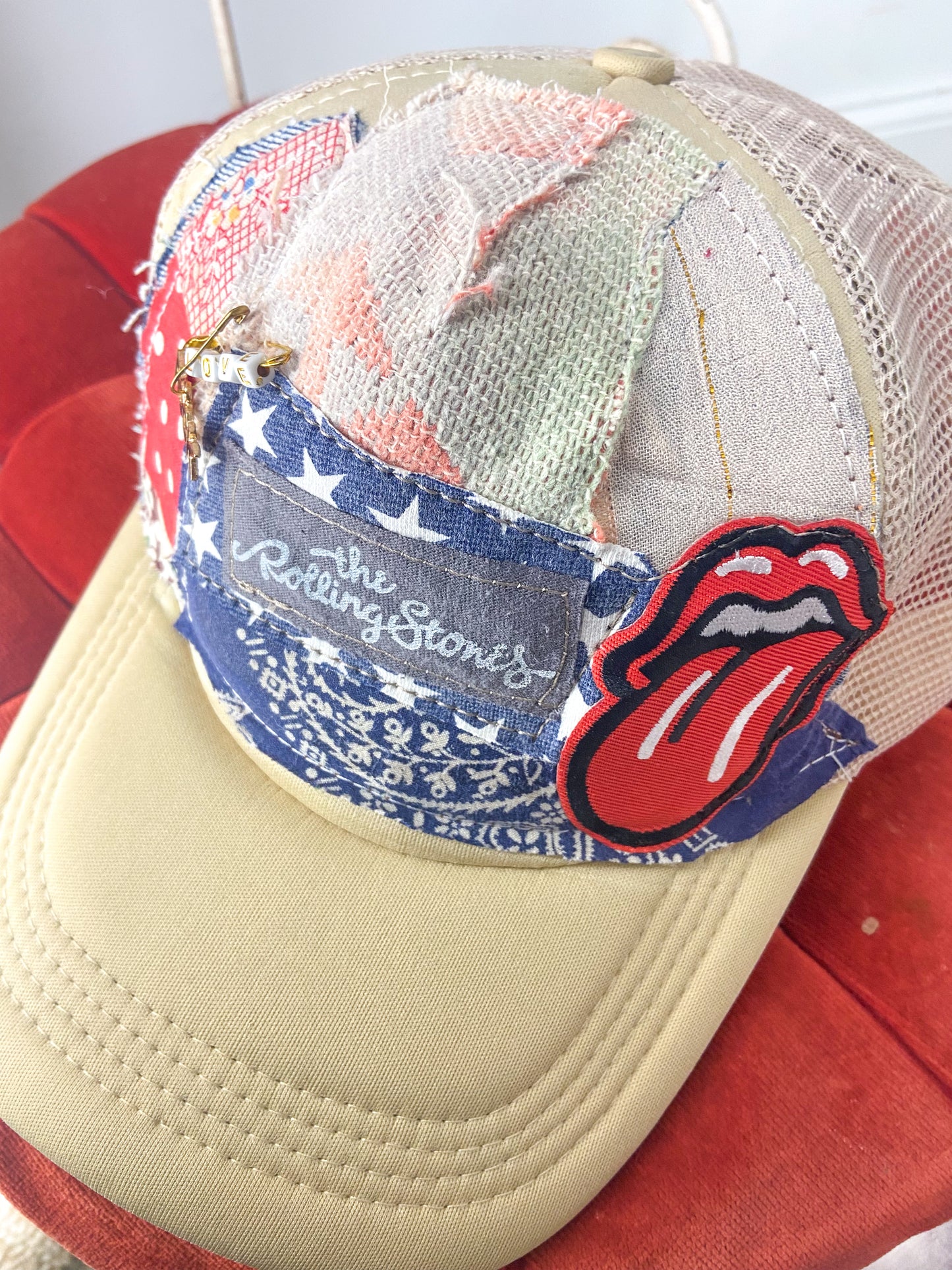 OOAK Stones/Love Patchwork Trucker Hat