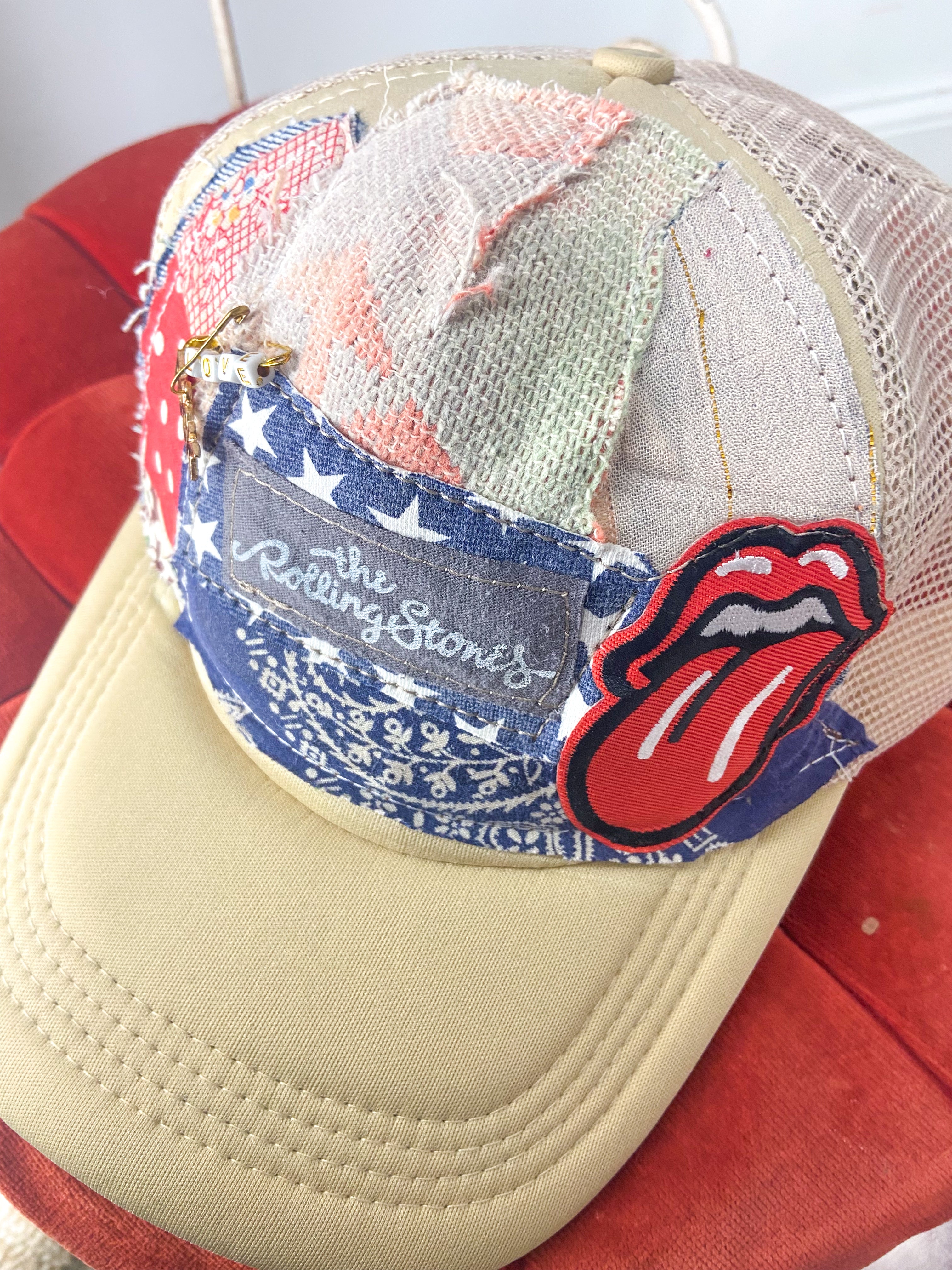 OOAK Stones/Love Patchwork Trucker Hat