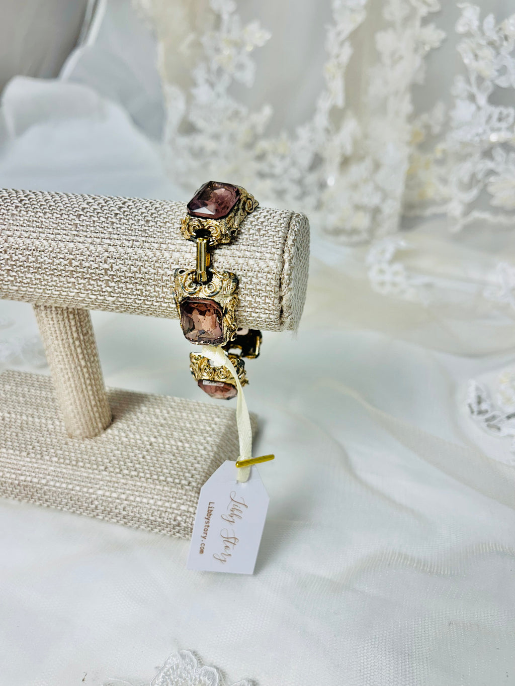 OOAK Vintage Faceted Glass Rectangle Bracelet