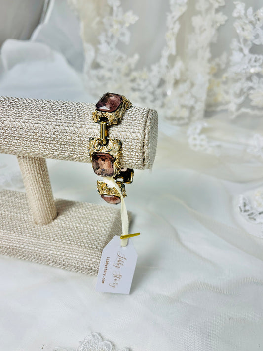 OOAK Vintage Faceted Glass Rectangle Bracelet