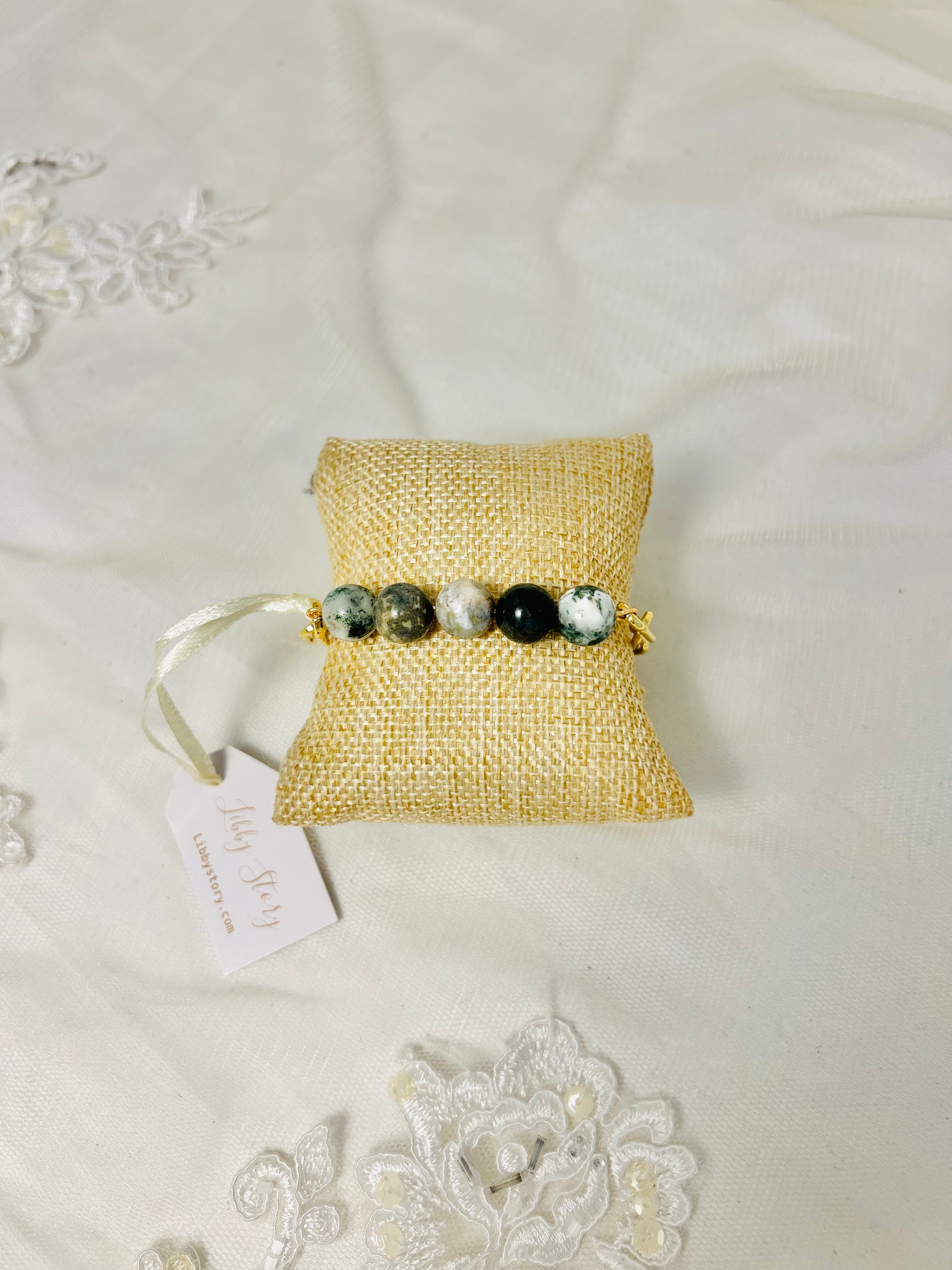 Semi Precious stones and Gold Chain Bracelet